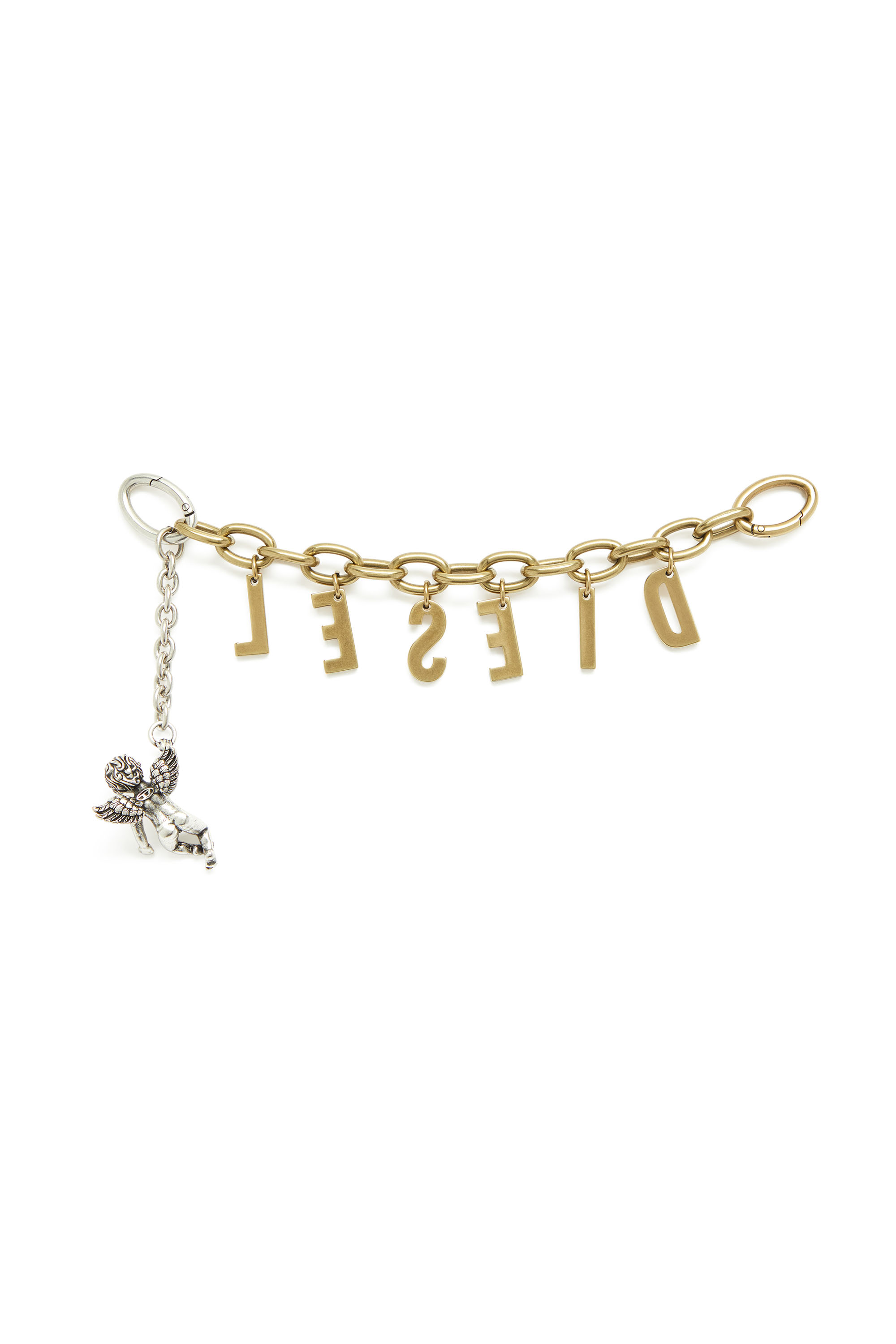 Diesel - CHAIN-D III S, Charm de letra met&aacute;lica con querub&iacute;n Mujer in Dorado - 3