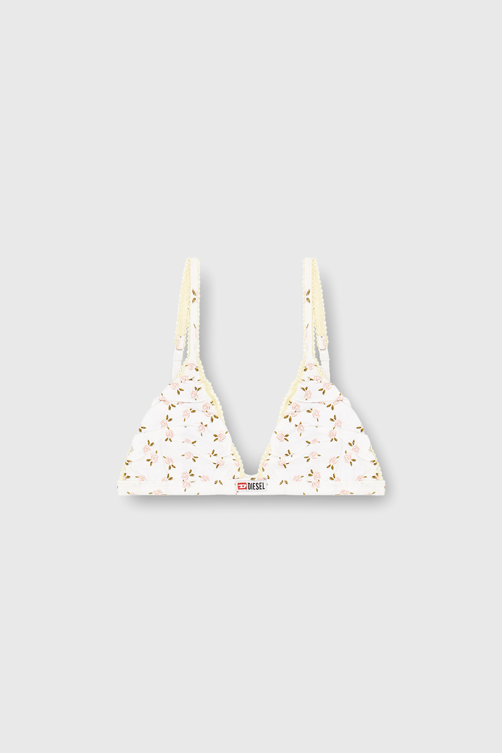 Diesel - JANA-D-CORE, Sujetador triangular de algod&oacute;n con estampado floral all-over Mujer in Blanco - 2