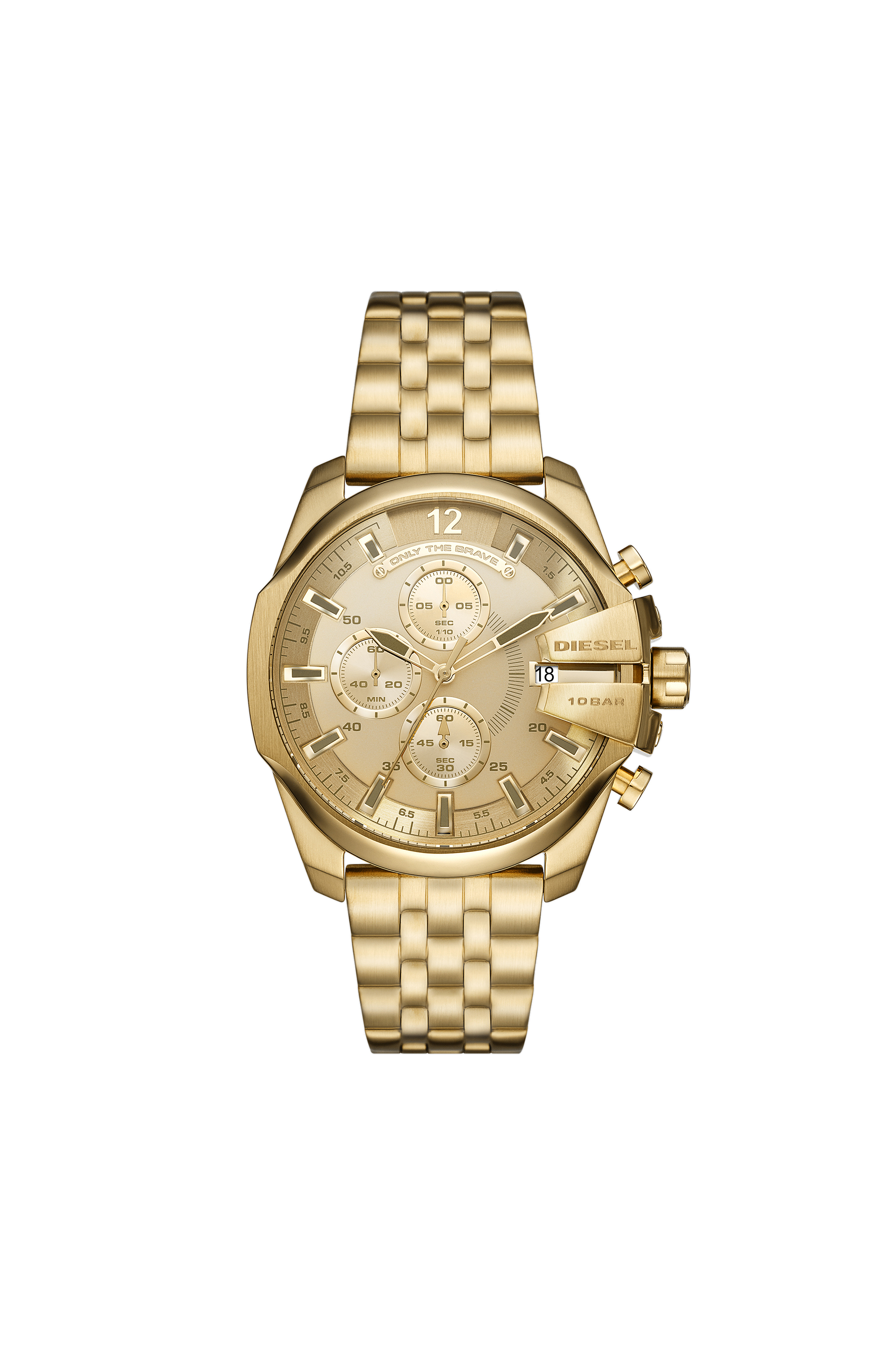 exilio Won Química DZ4360: Elegante reloj de hombre de color dorado | Diesel Mega Chief