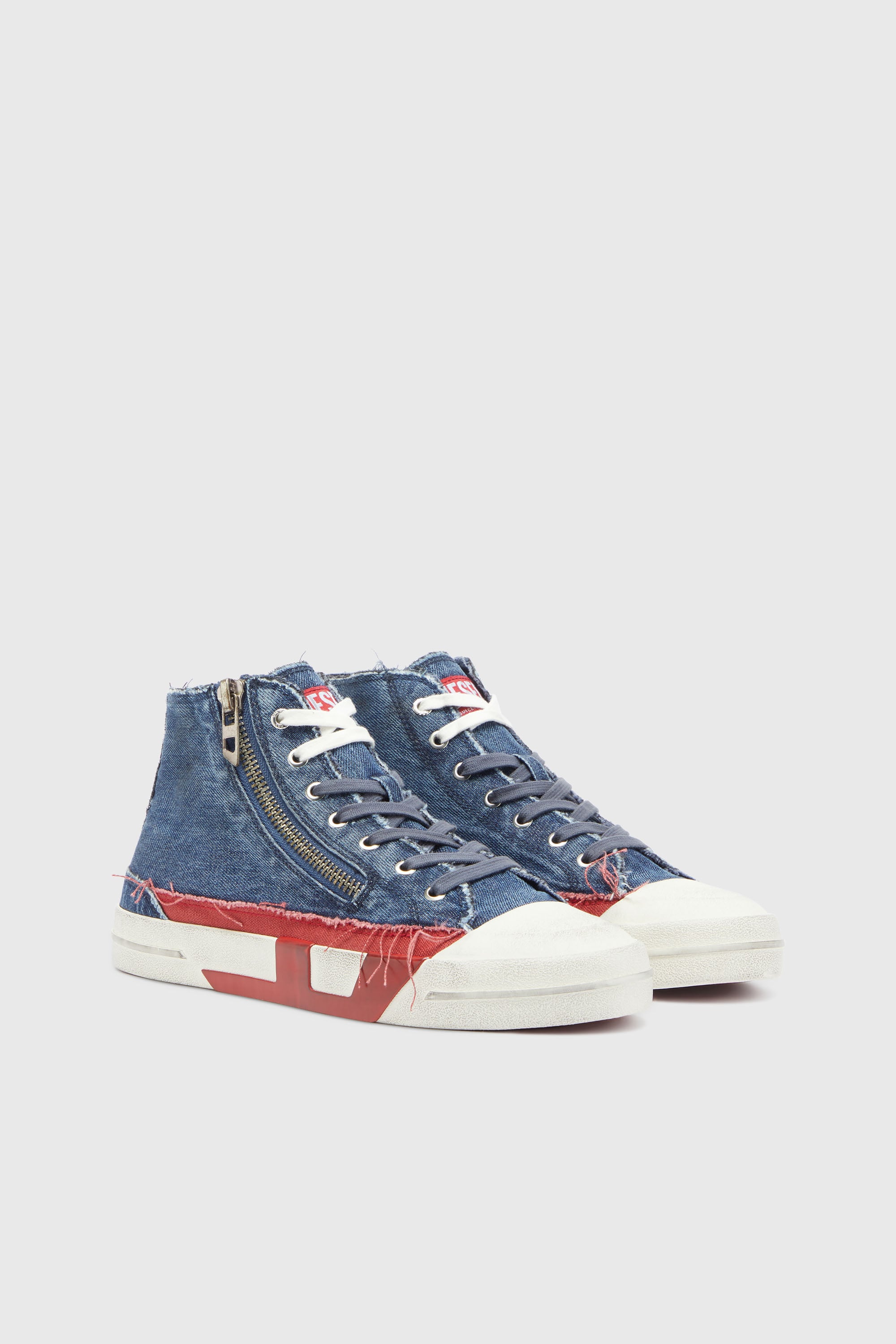 Diesel - S-D-VERSE ZIP MID II, S-D-Verse - Zapatillas denim con logo D Hombre in Azul marino - 2