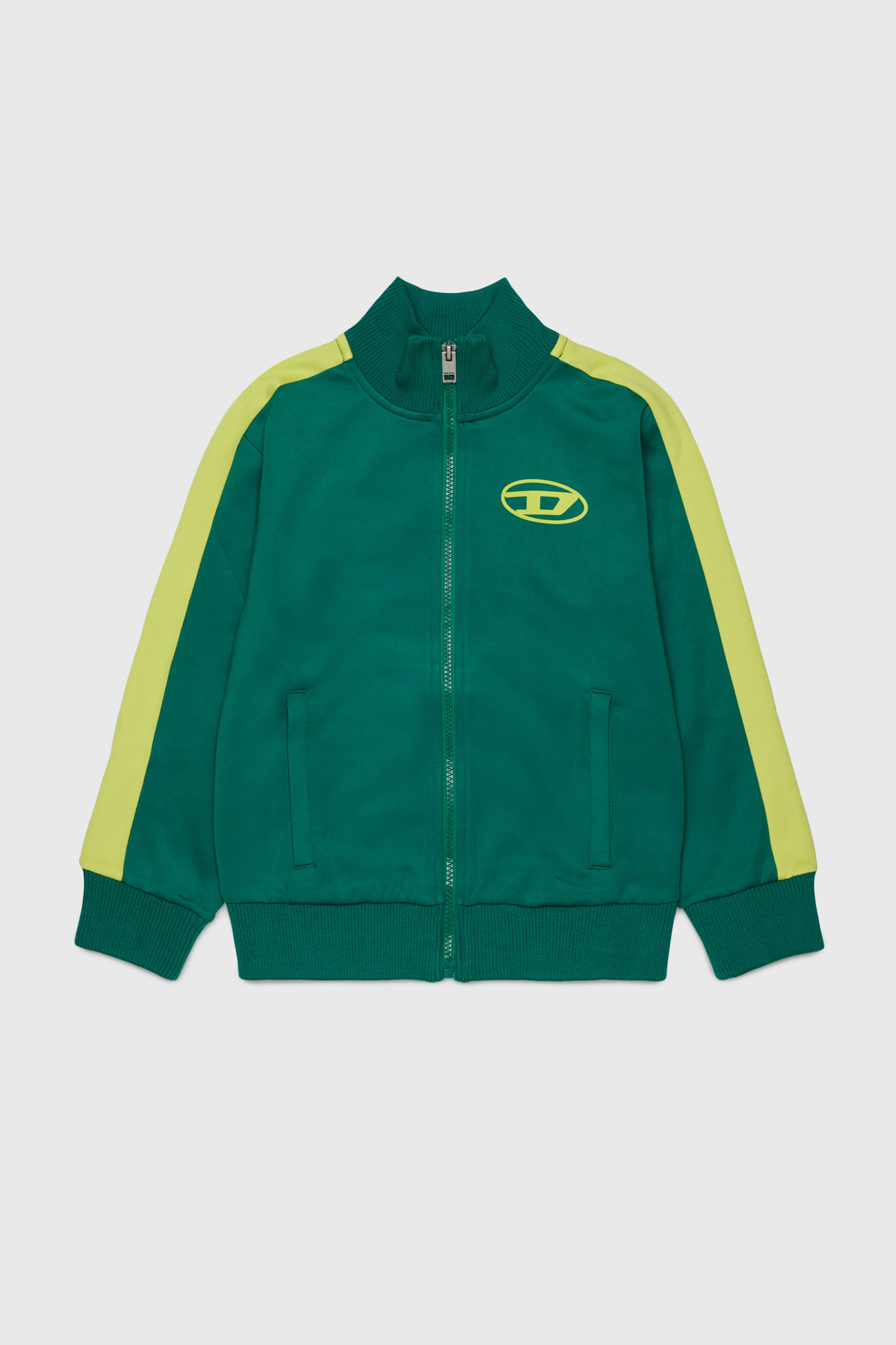Diesel - SBOS, Man's Track jacket with Oval D logo in Green - 1