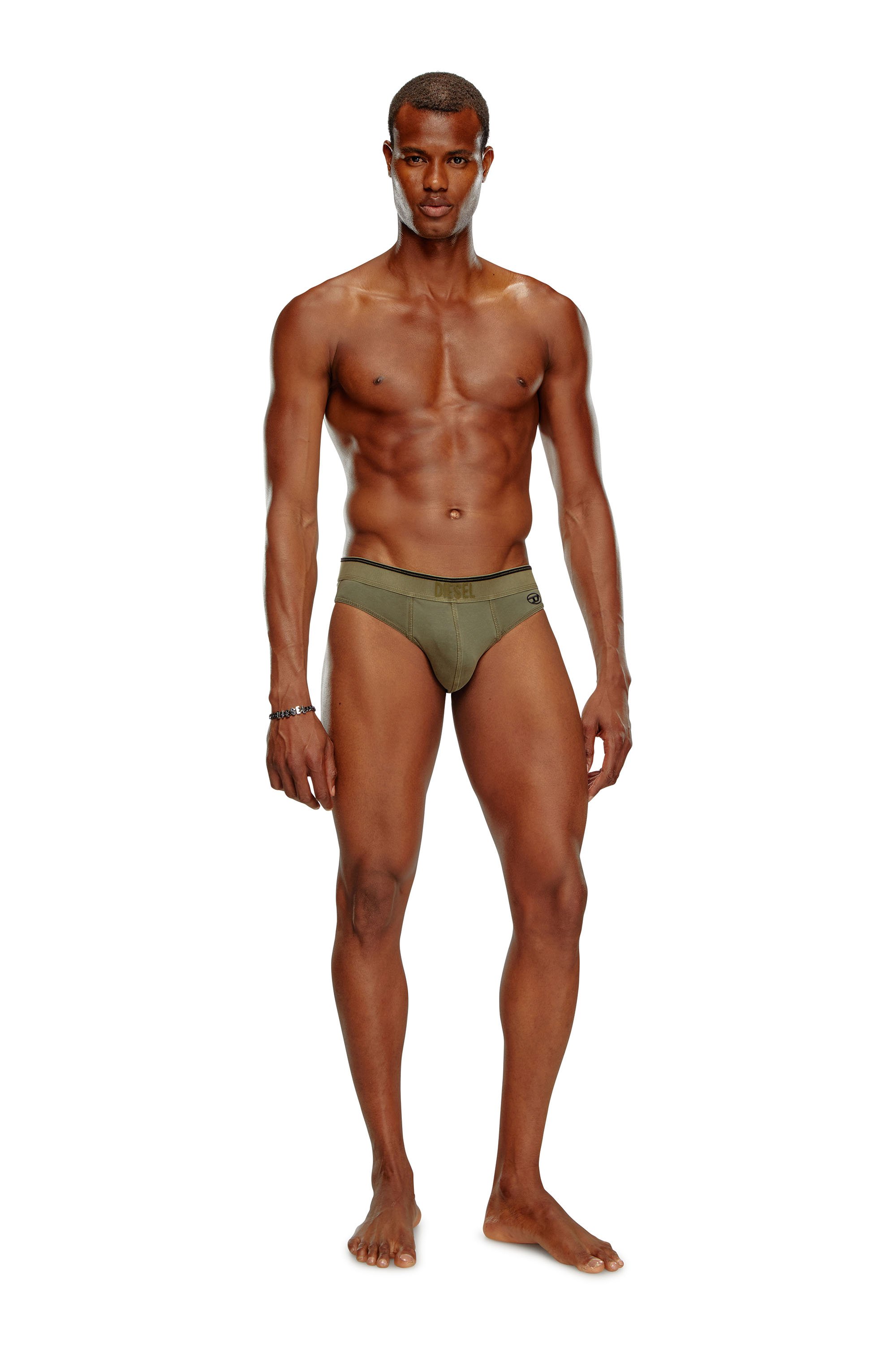 Diesel - UMBR-ANDRETHREEPACK, Man's 3-pack of briefs in stretch cotton in Green/Black - 4