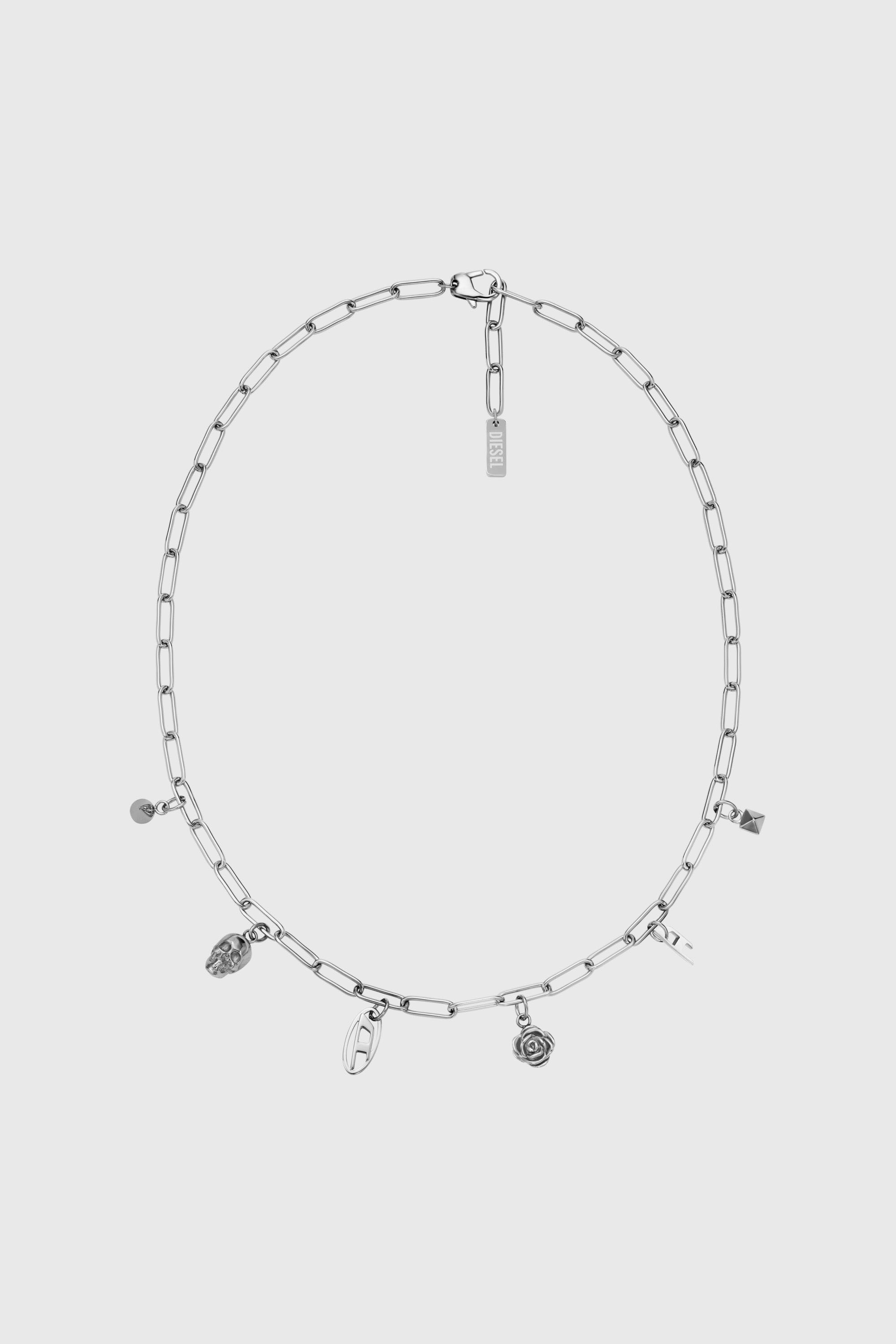 Diesel - DX1605040, Unisex's Stainless Steel Charm Necklace in Silver - 1