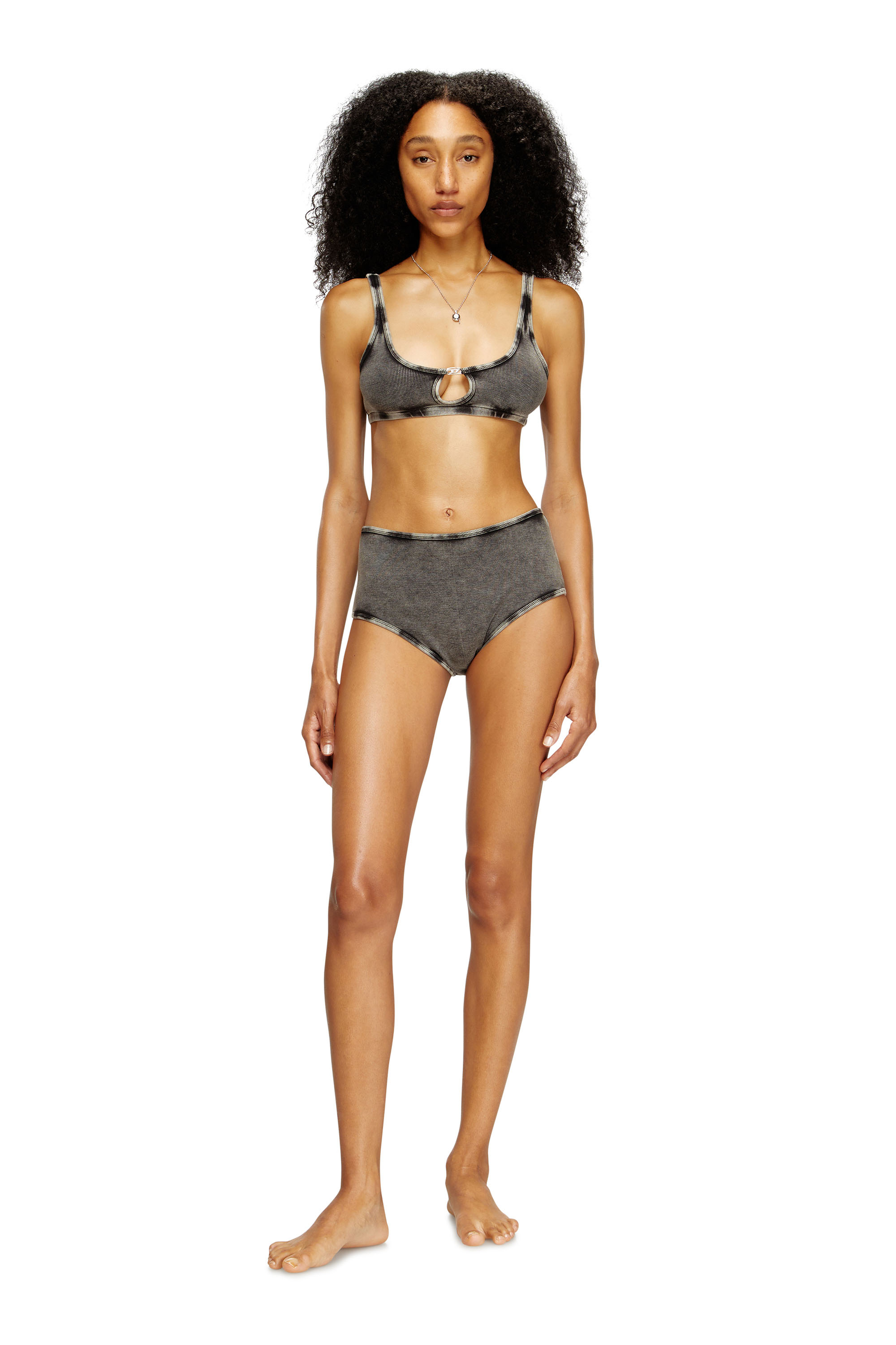 Diesel - CHARLI-DNM, Bragas de algodón elástico de tiro alto Mujer in Gris - 1