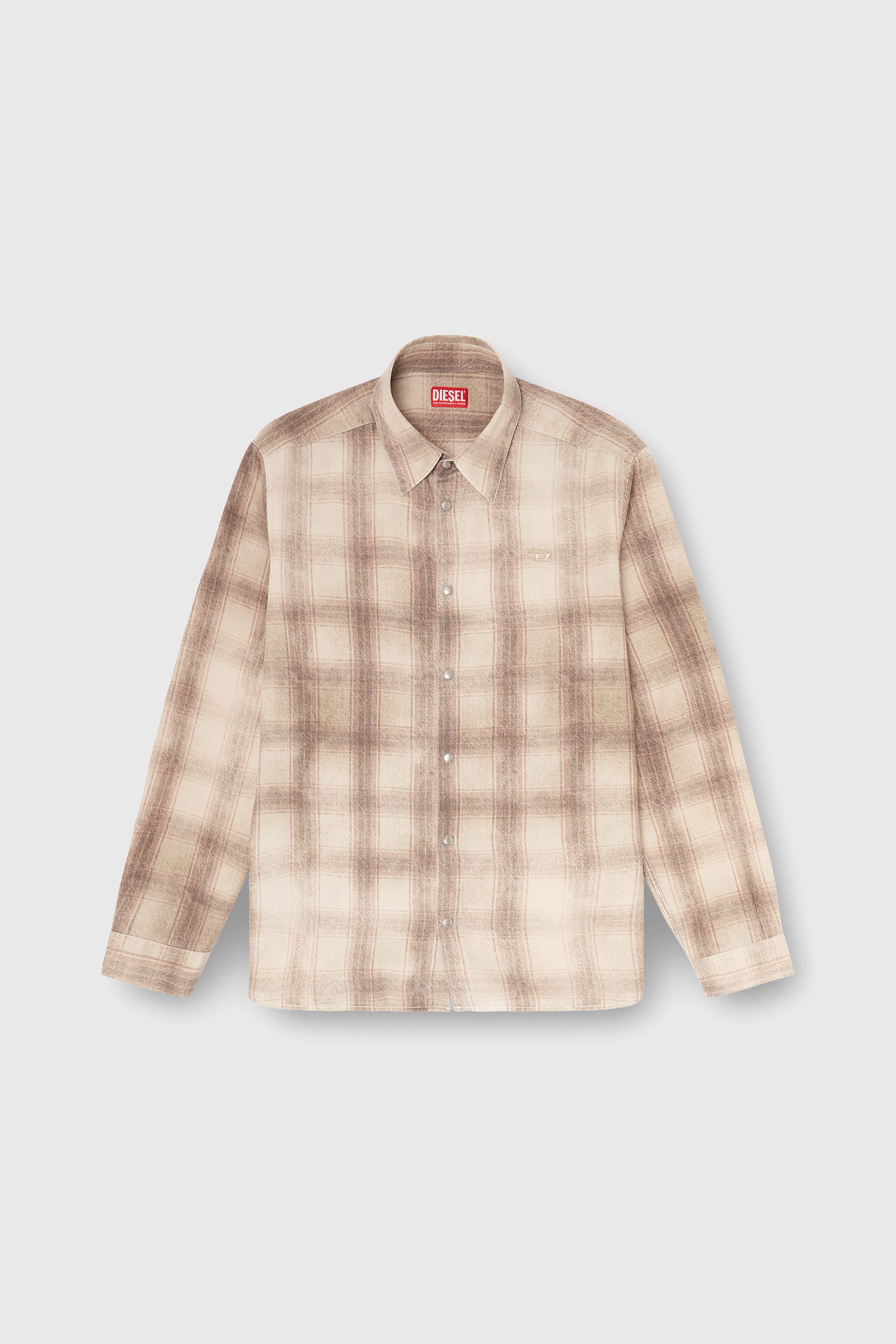 Diesel - S-SIMPLY-JMCM, Camisa de cuadros en tejido fluido Hombre in Marr&oacute;n - 2