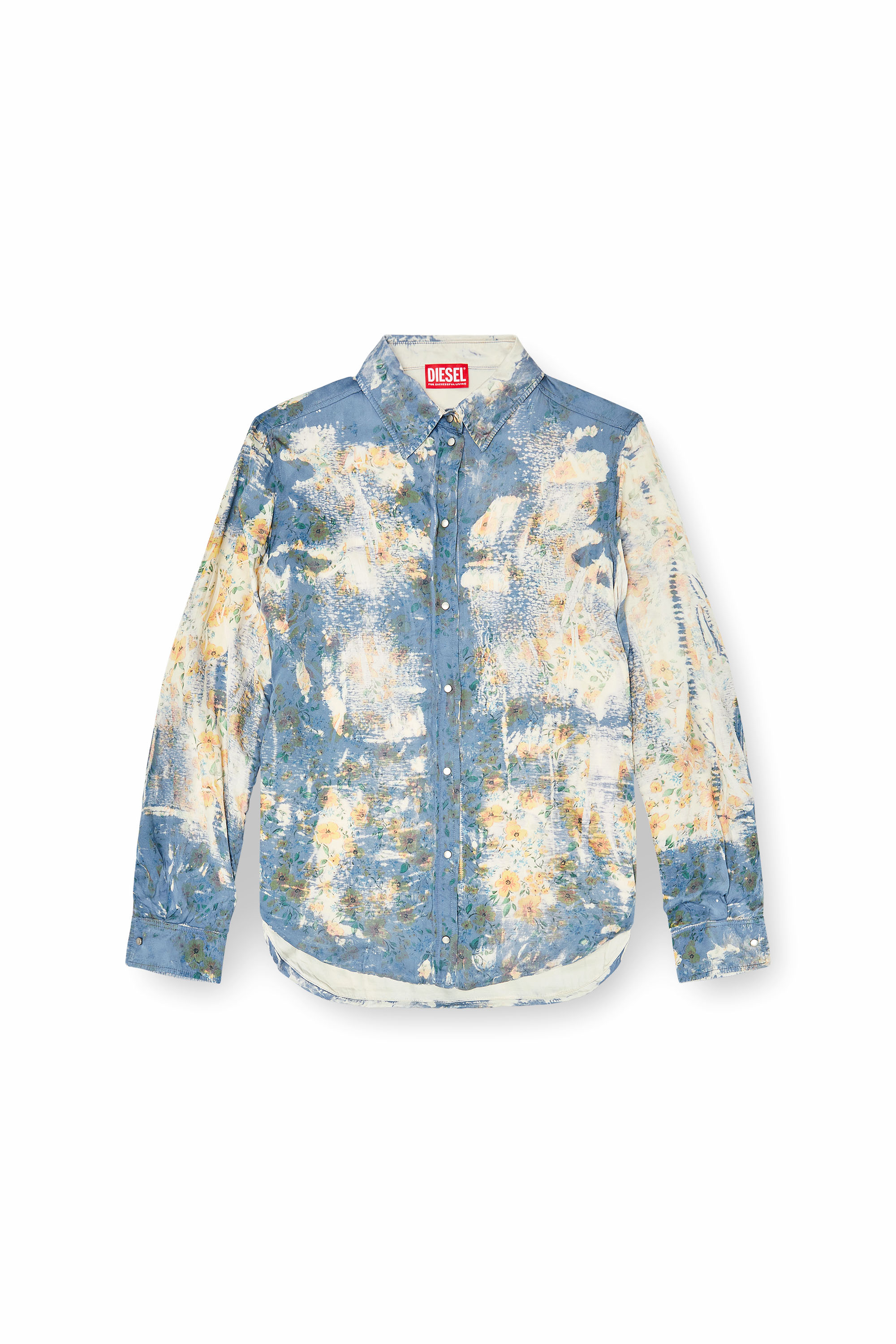 Diesel - C-ASSY, Camisa con efecto de rayos X floral Mujer in Azul marino - 3