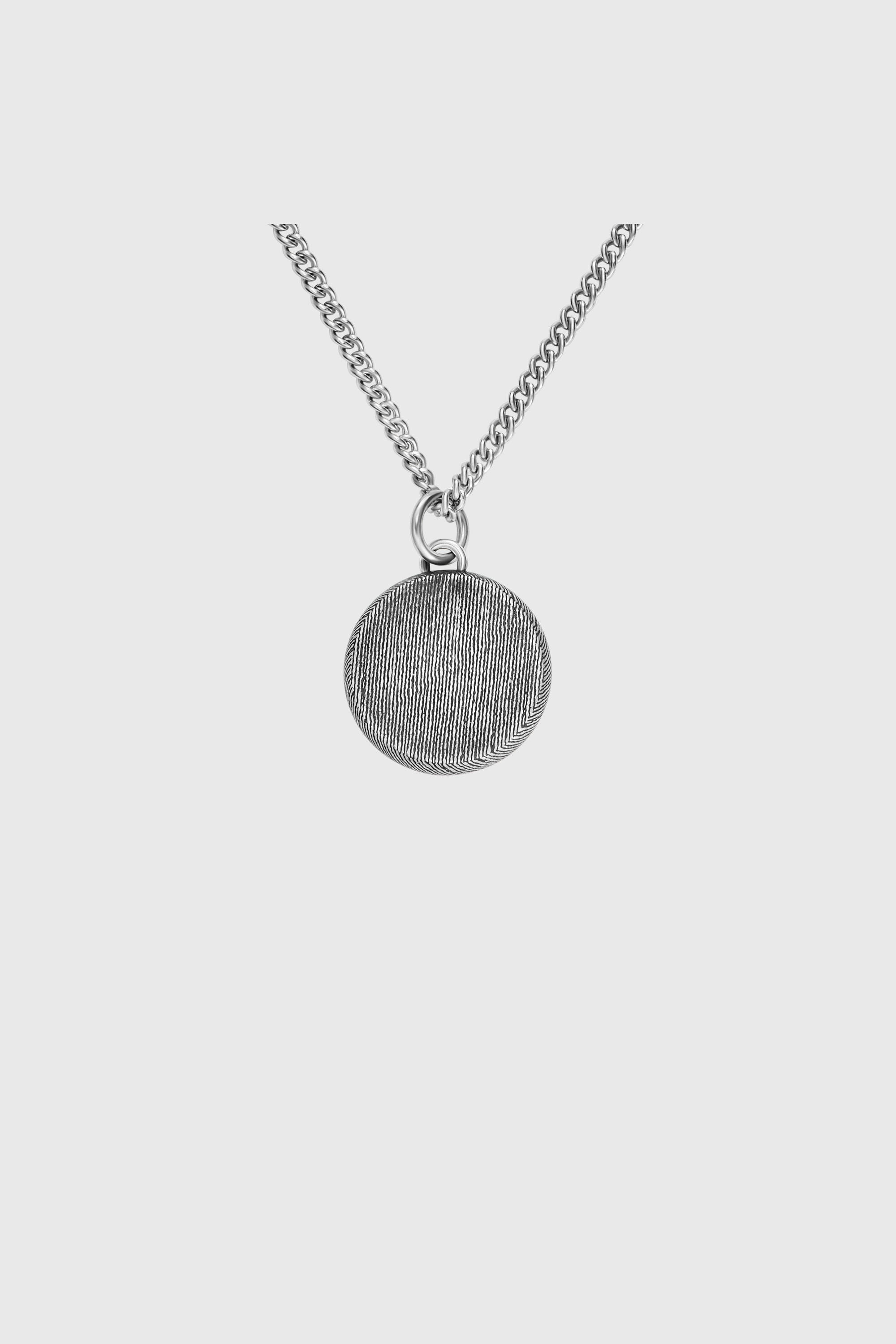 Diesel - DX1738040, Collar de acero inoxidable con colgante y textura denim Unisex in Plateado - 3