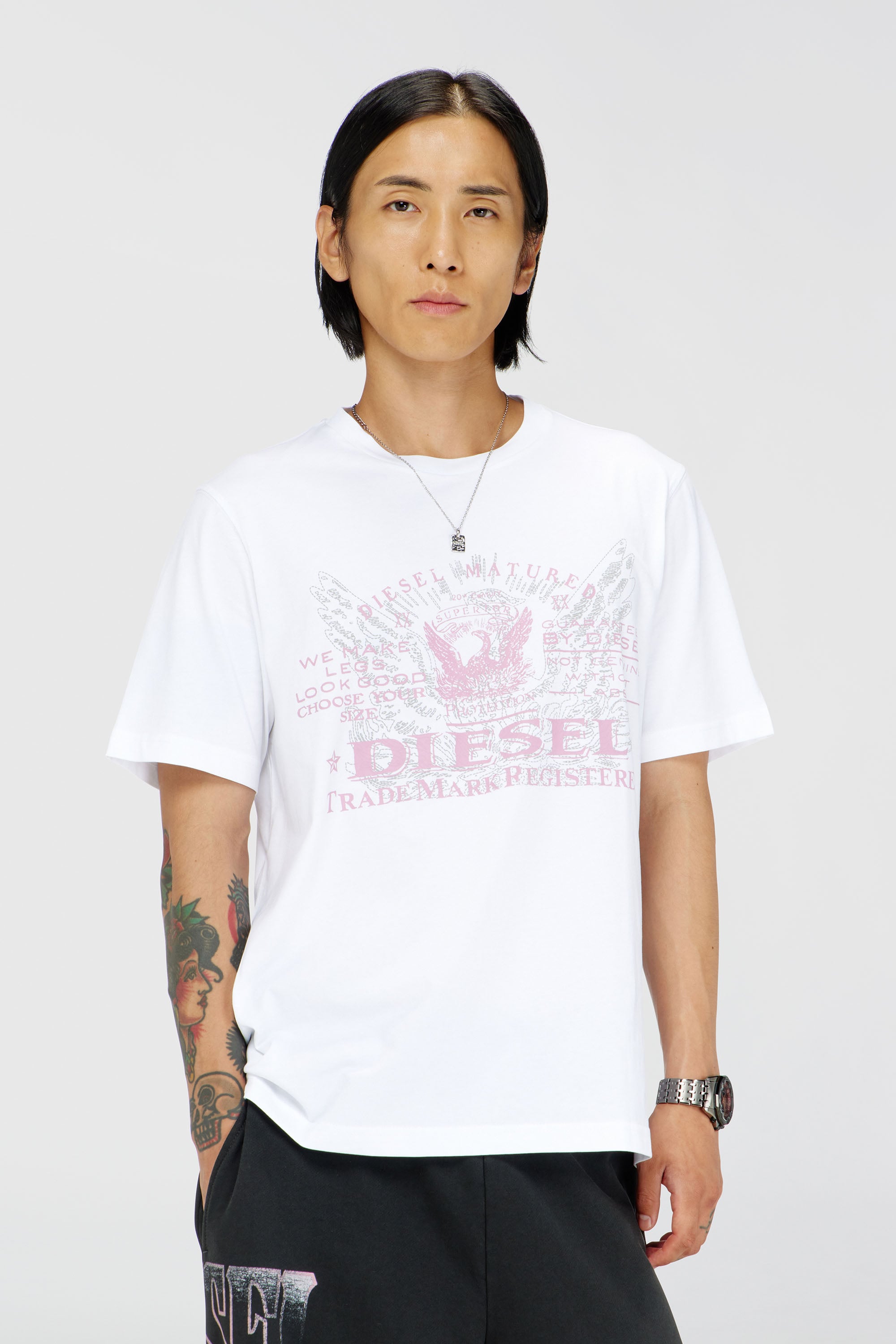 Diesel - T-JUST-FENIX-T92, Camiseta de algod&oacute;n con estampado gr&aacute;fico Hombre in Blanco - 1