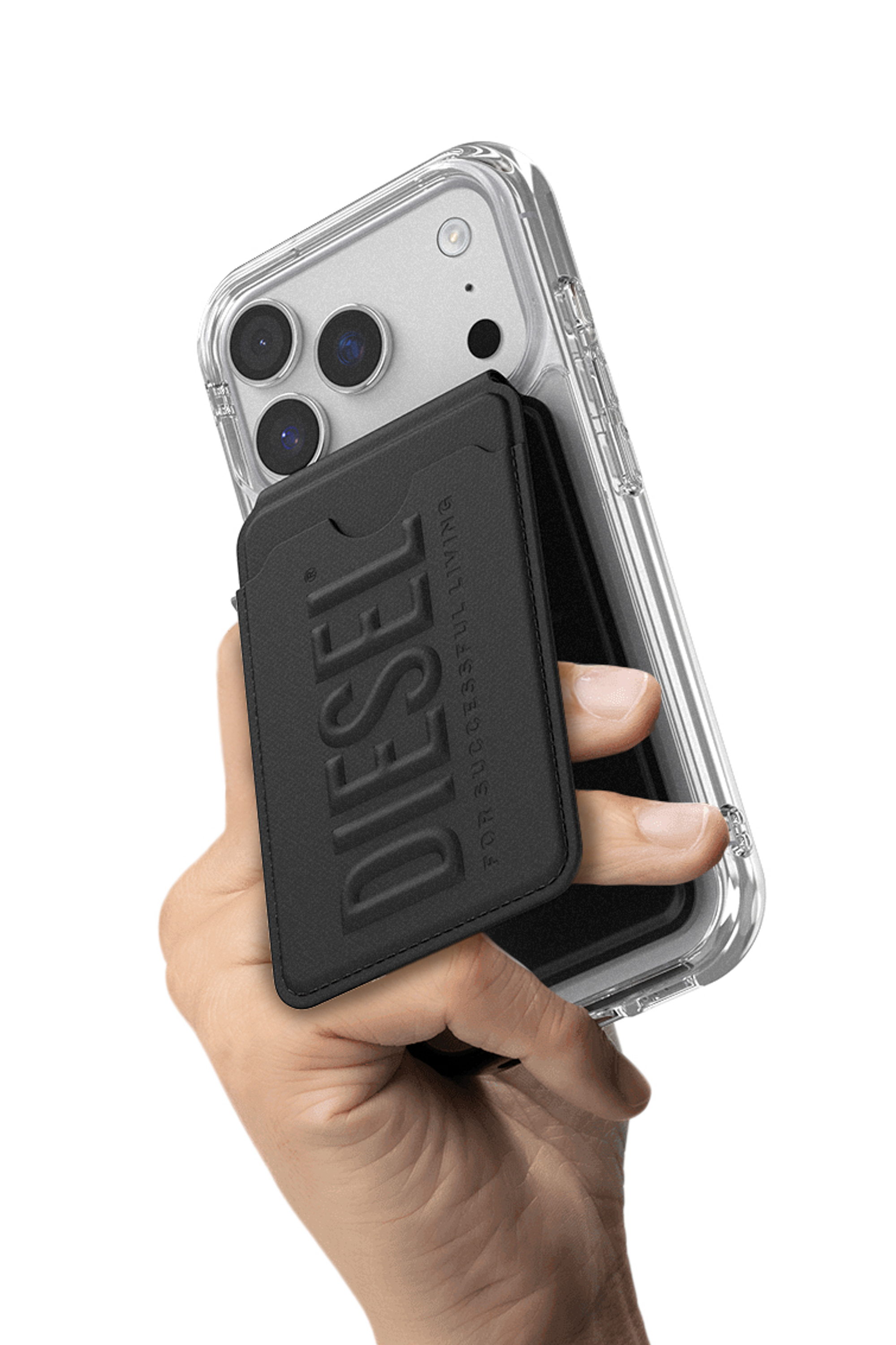 Diesel - 60449  CREDIT CARD HOLDER, Tarjetero con soporte Magsafe 3D Biscotto Unisex in Negro - 4