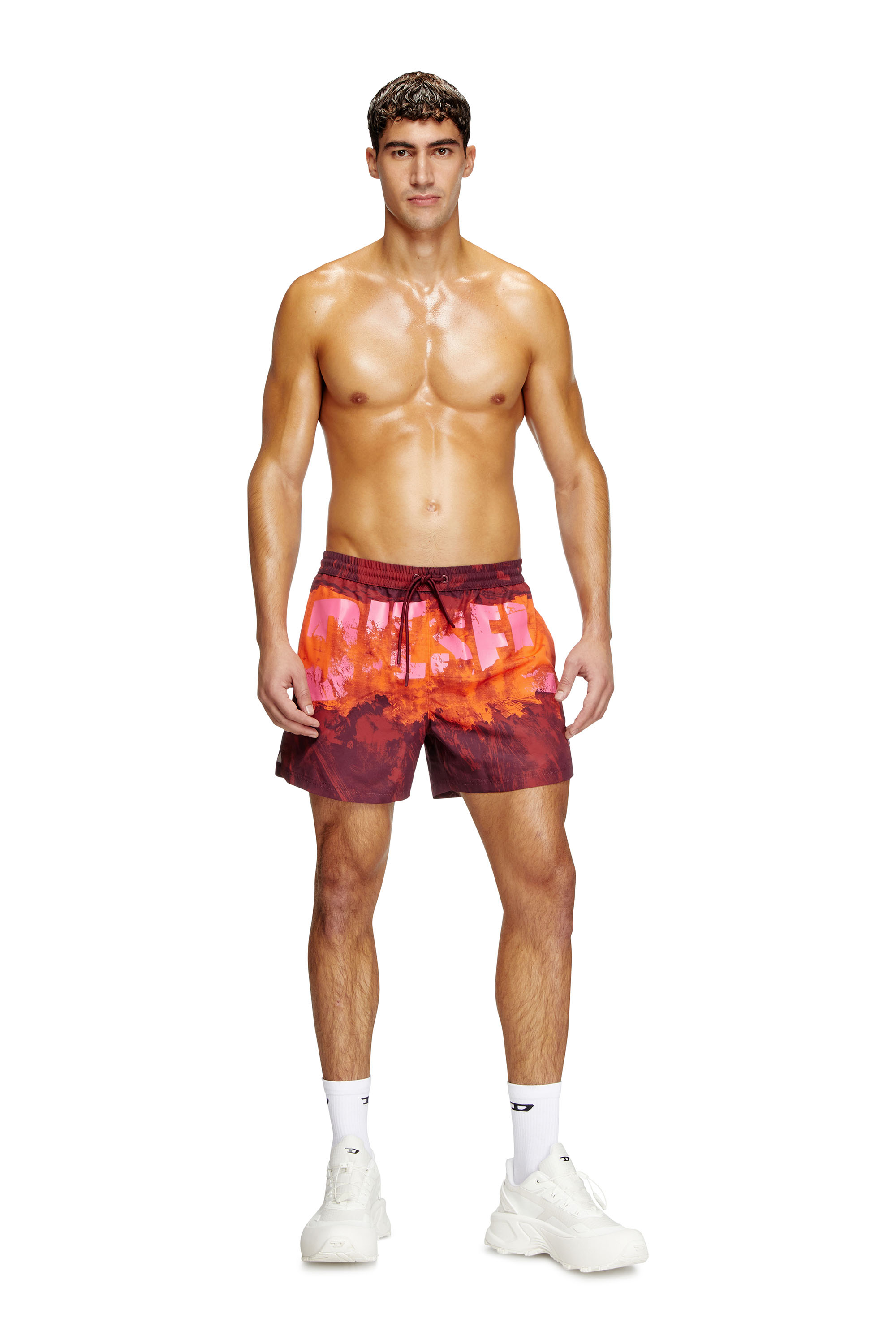 Diesel - KEN-37-D-POP, Bañador de longitud media con estampado gráfico Hombre in Rojo - 1