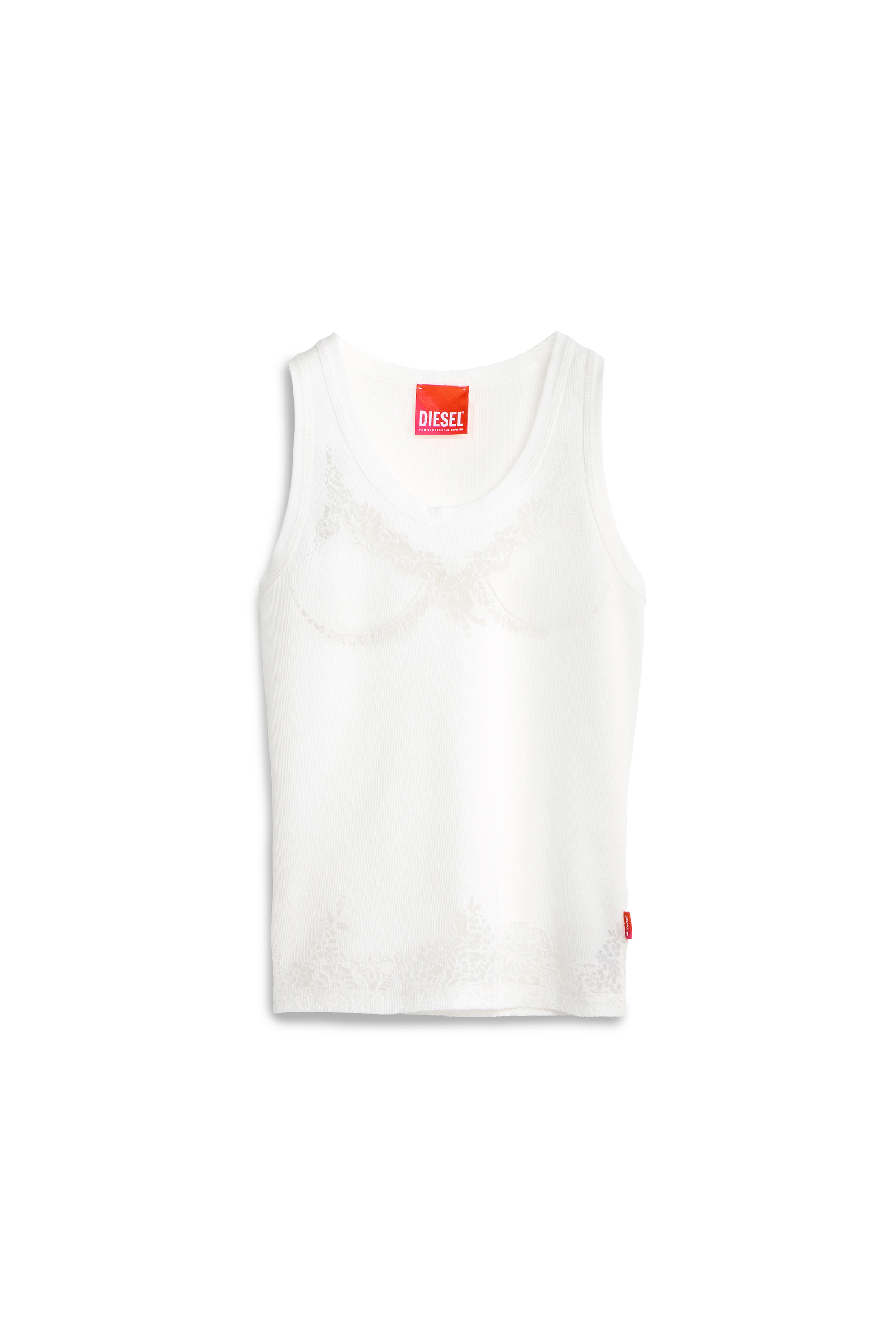 Diesel - PR-T-ANKI-LACE-R, Top de tirantes con efecto encaje devor&eacute; Mujer in Blanco - 2