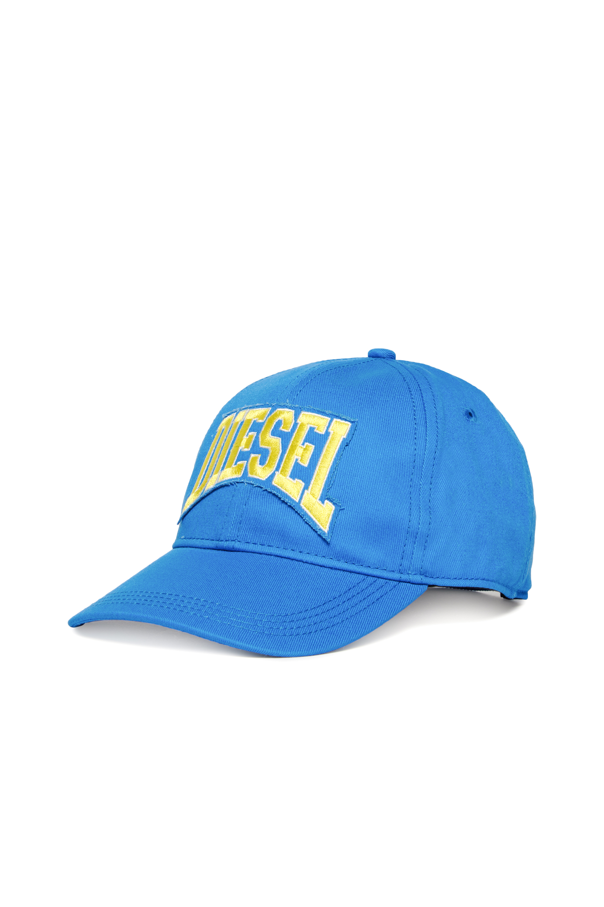 Diesel - FCGUS, Man's Baseball cap with logo-embroidered patch in Blue/Yellow - 1