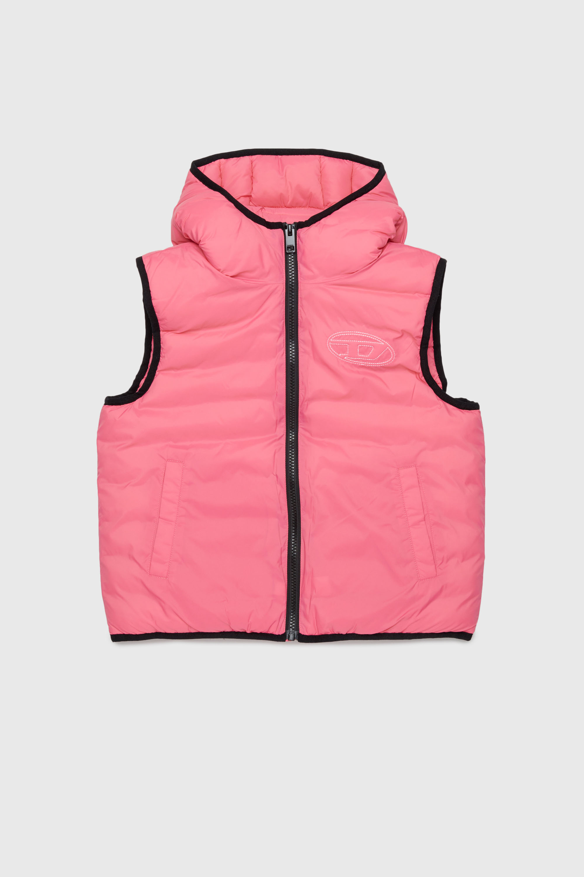 Diesel - JOSIP, Unisex's Hooded vest in padded nylon in Pink - 1