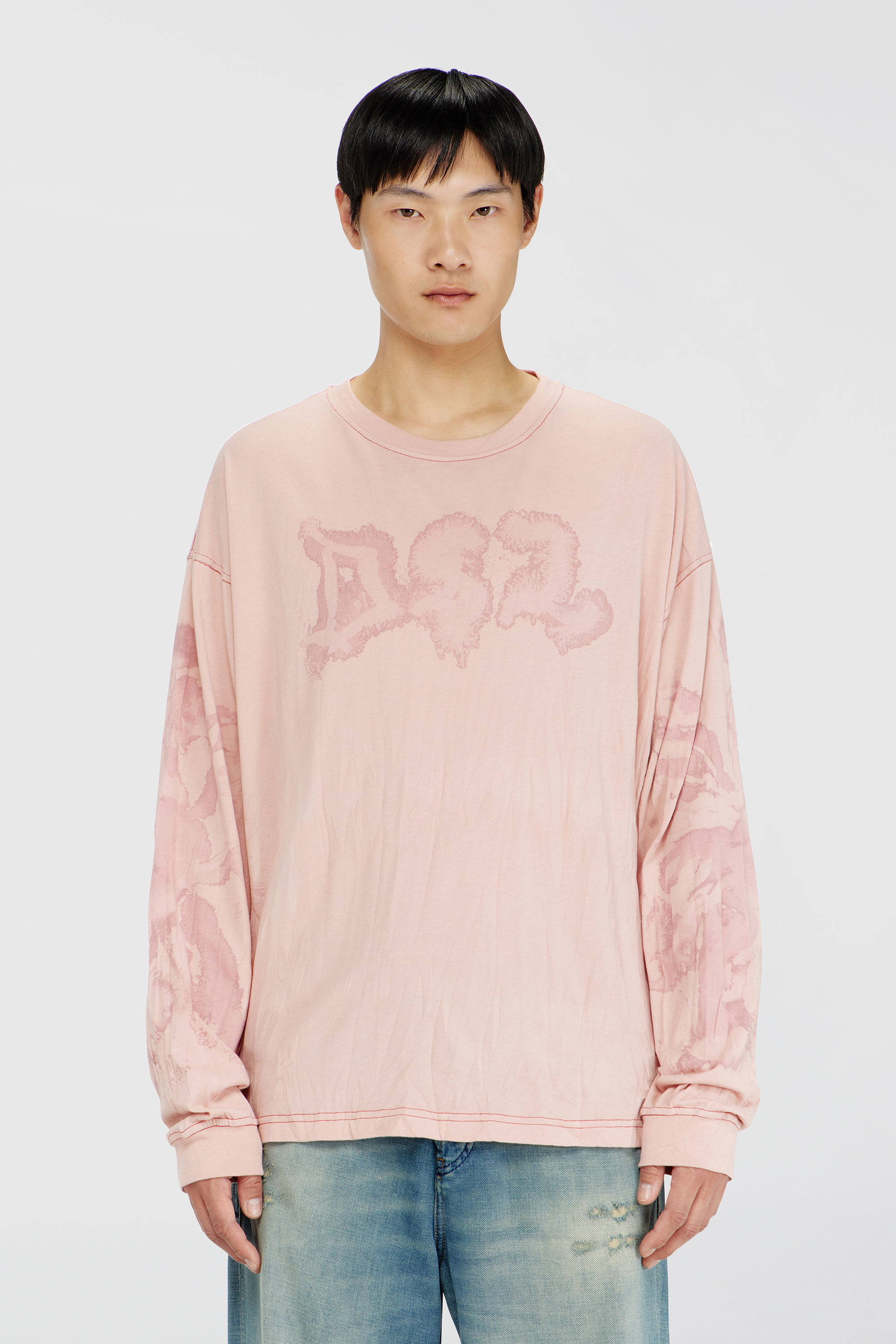 Diesel - T-BOXT-LS-AA4, Camiseta relaxed de manga larga con estampado irregular Hombre in Rosa - 3