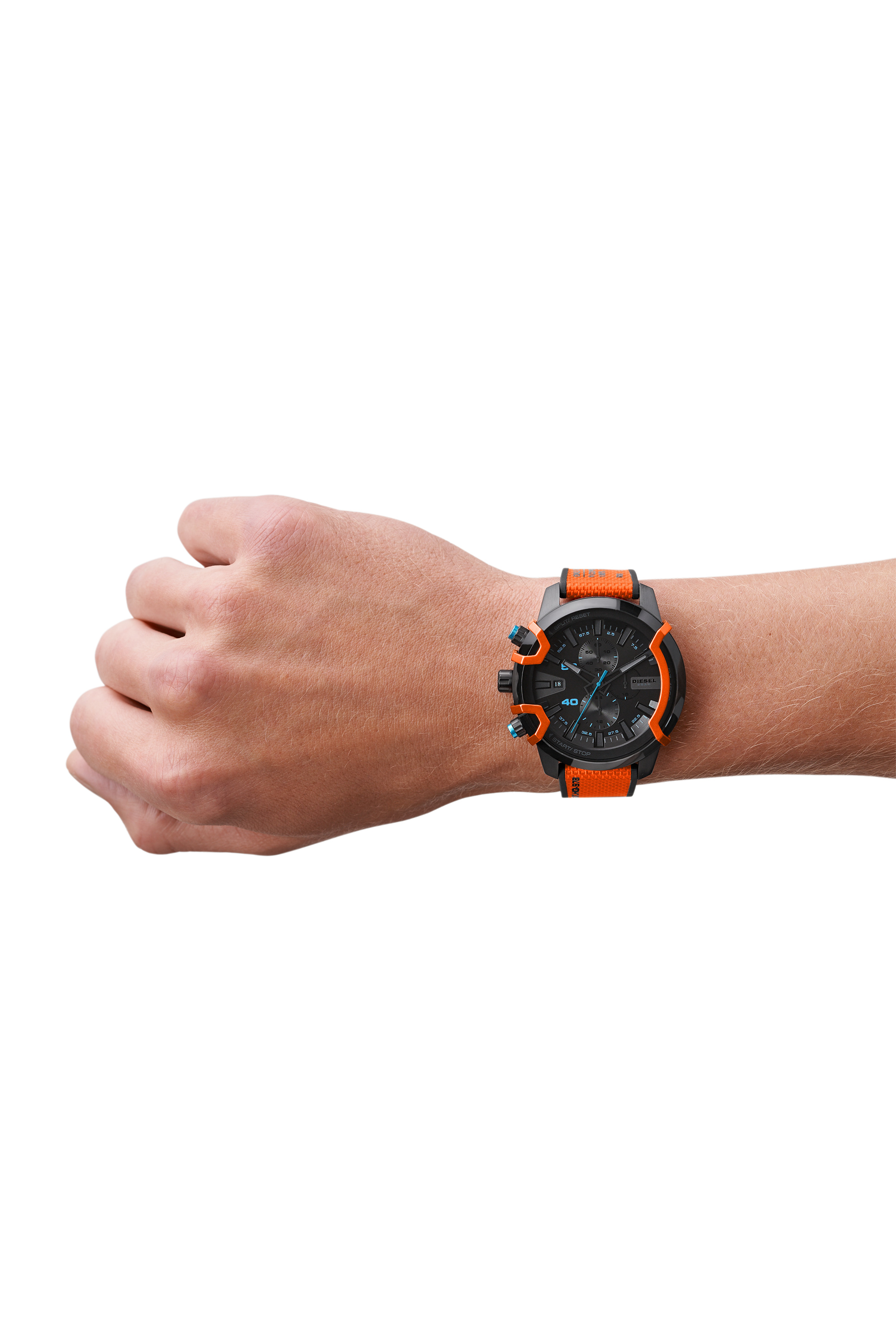 Diesel - DZ4562, Reloj cron&oacute;grafo Griffed con correa en lona naranja Hombre in Naranja - 4