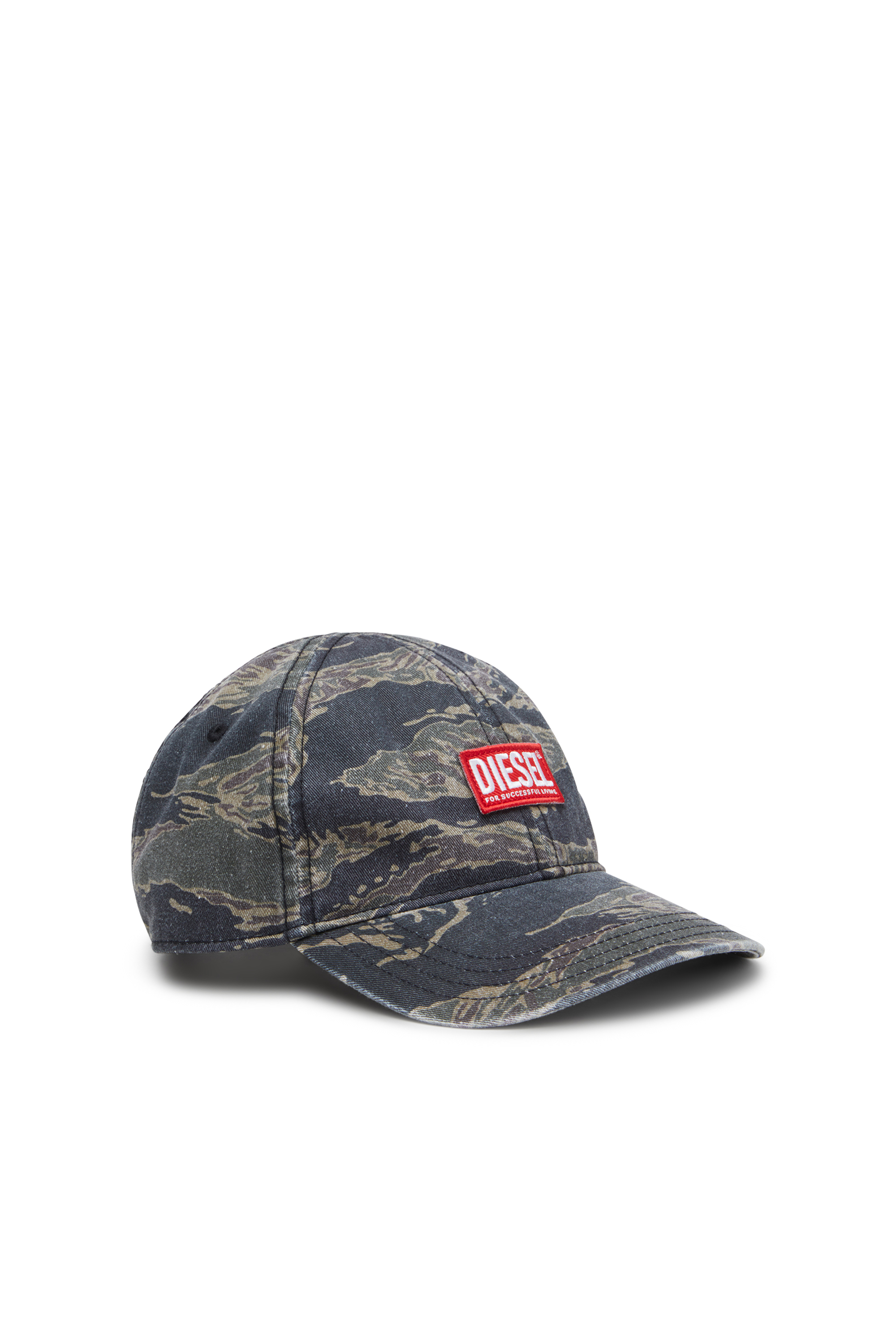 Diesel - C-VADO, Gorra de béisbol con estampado de camuflaje Hombre in Verde - 1