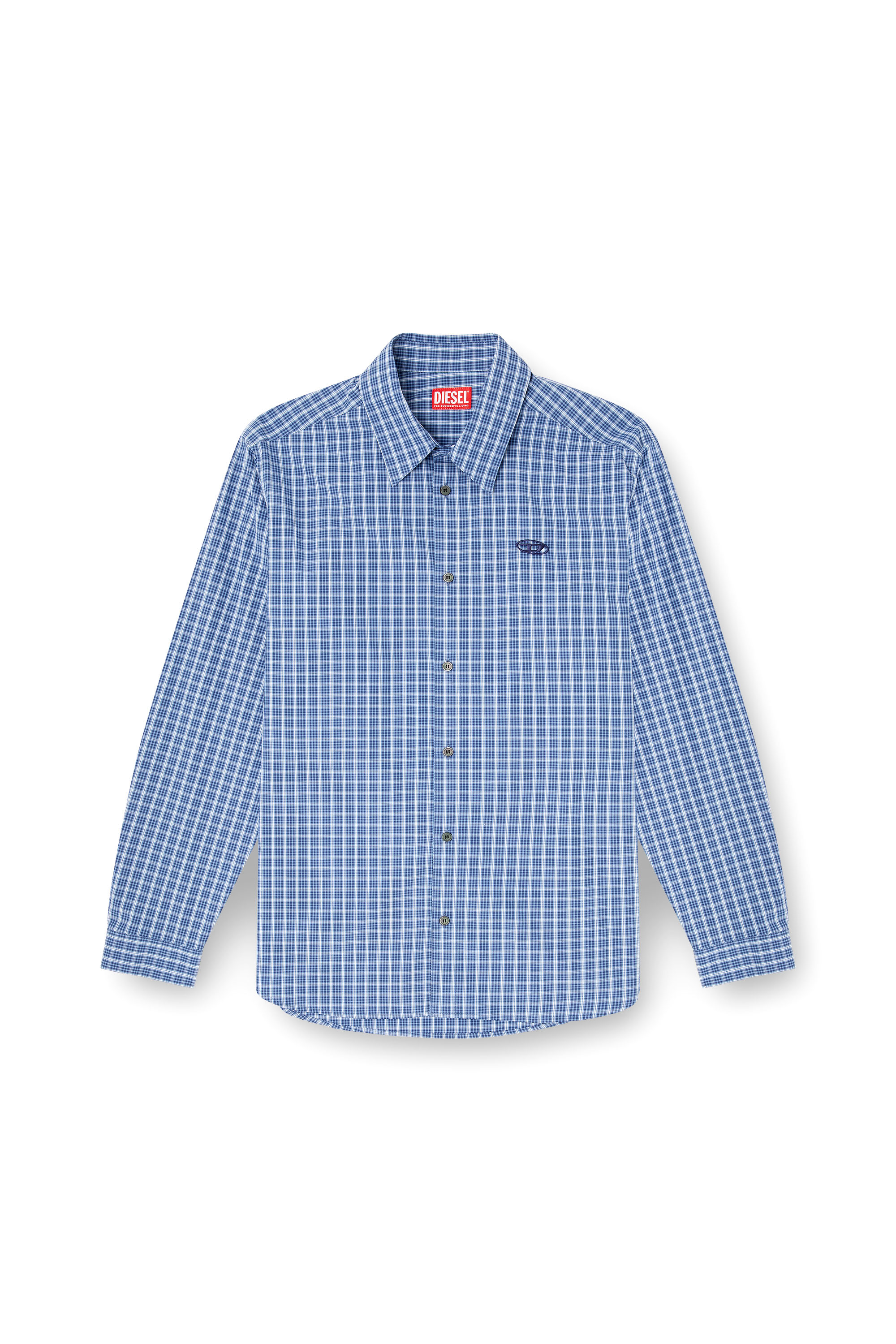 Diesel - S-SIMPLY-DLBV, Camisa cuadros con bordado oval D Hombre in Azul marino - 3