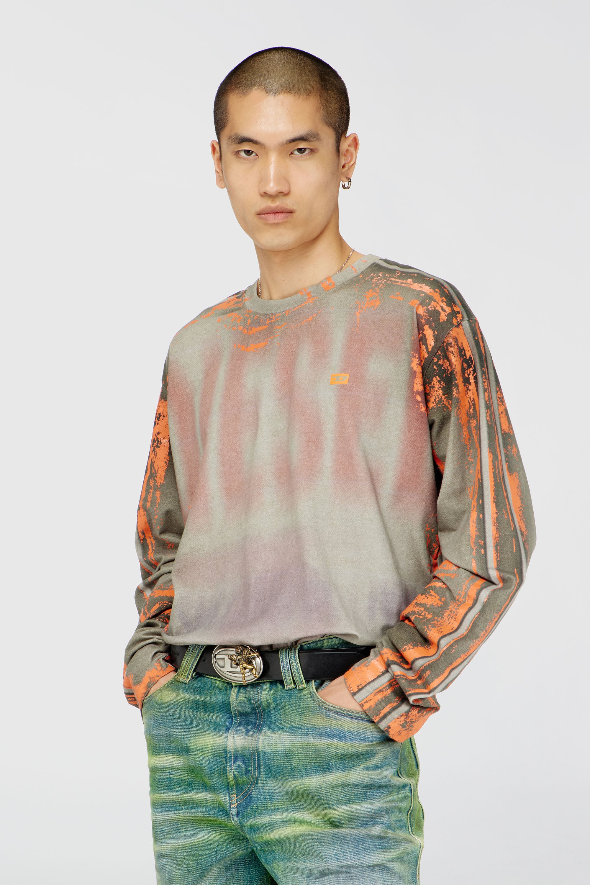 Diesel - T-FILMY, Camiseta de manga larga de jersey efecto agrietado Hombre in Multicolor - 1