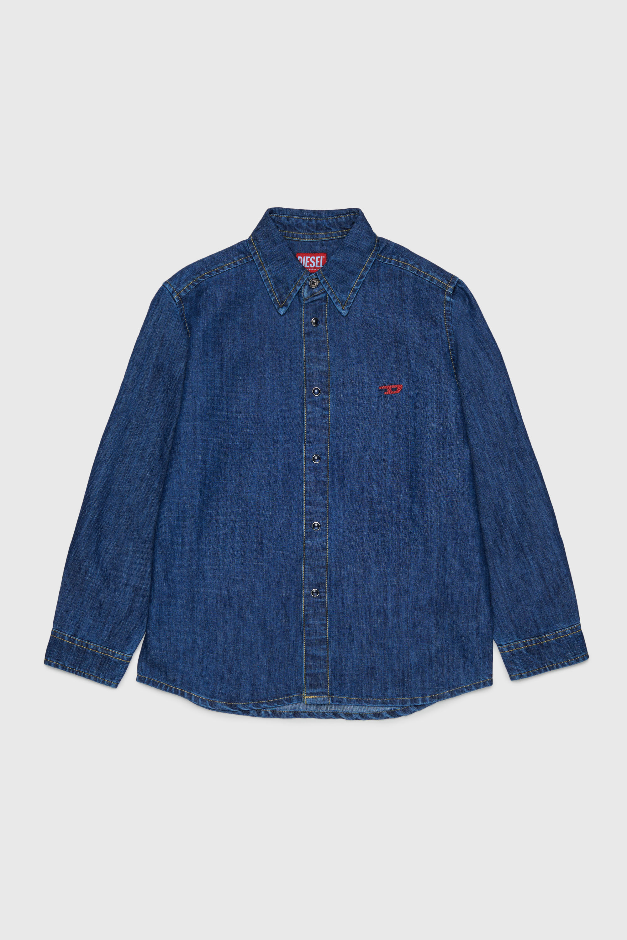 Diesel - CSIMPLY-OVER, Camisa vaquera con bordado de la D Hombre in Azul marino - 1