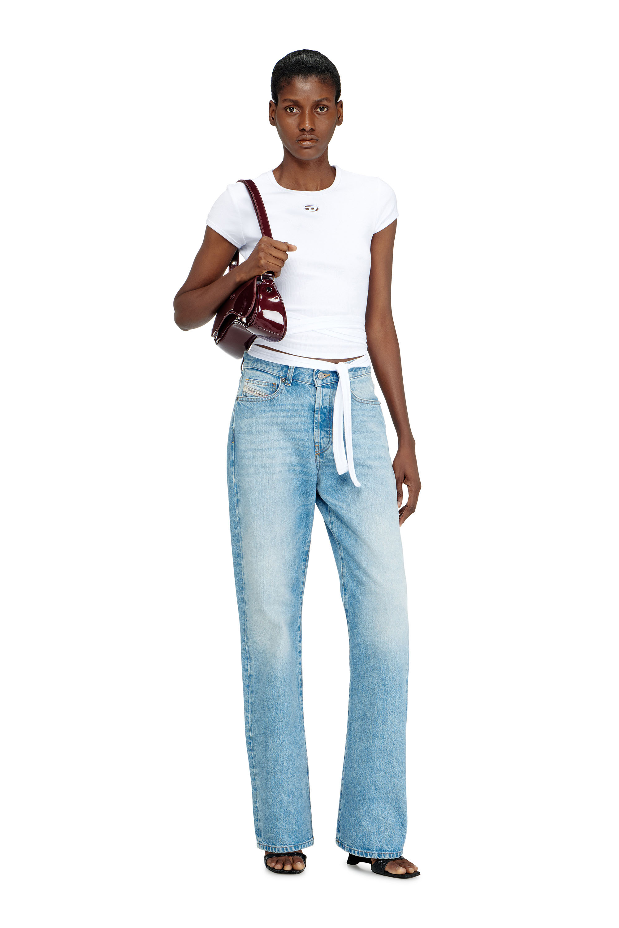 Diesel - T-BUNNY-TAIL-S1, Top de canal&eacute; con cordones envolventes Mujer in Blanco - 1