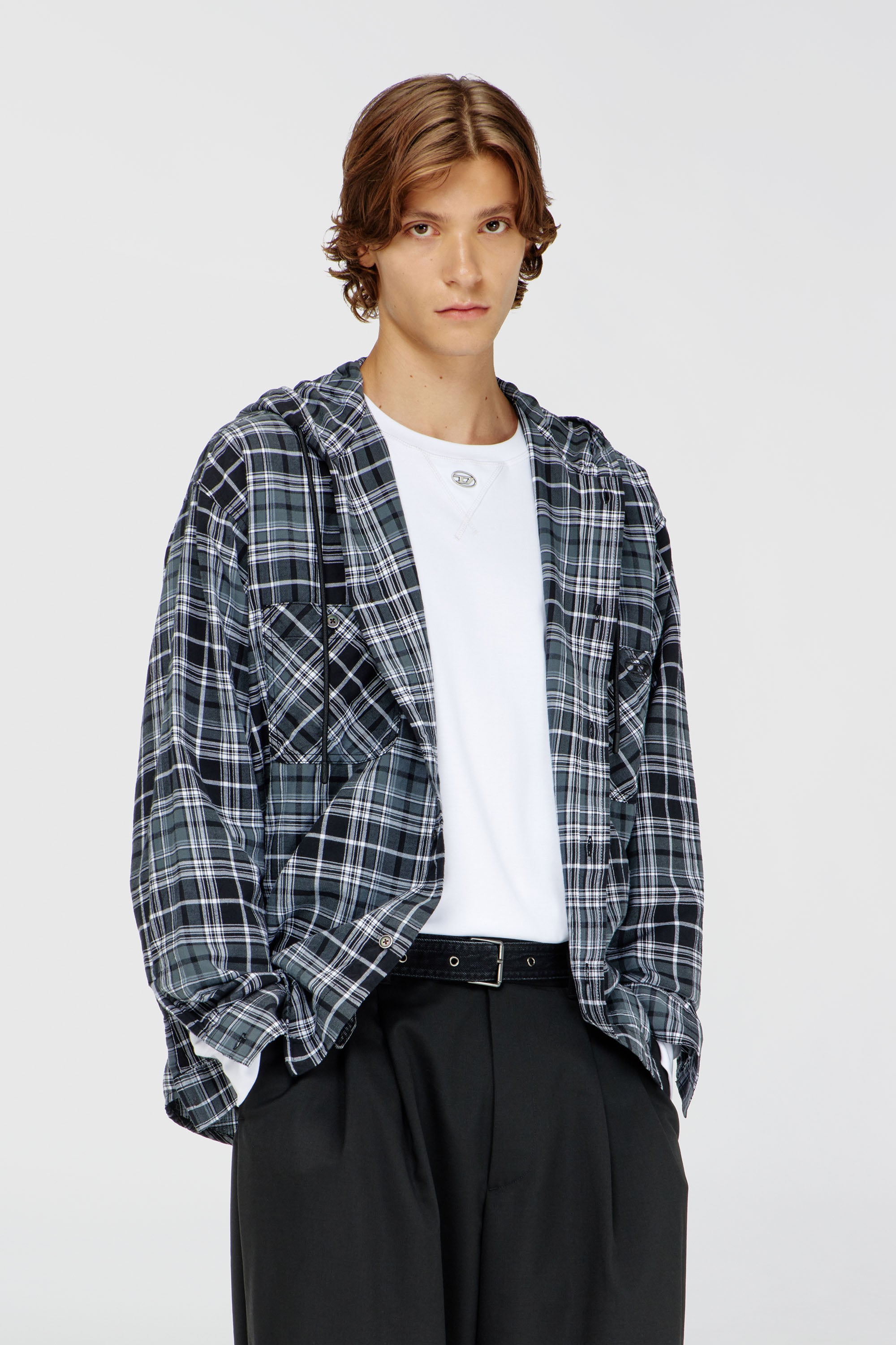 Diesel - S-DRUM-HOODY-DGBT, Camisa con capucha de franela a cuadros Hombre in Multicolor - 1
