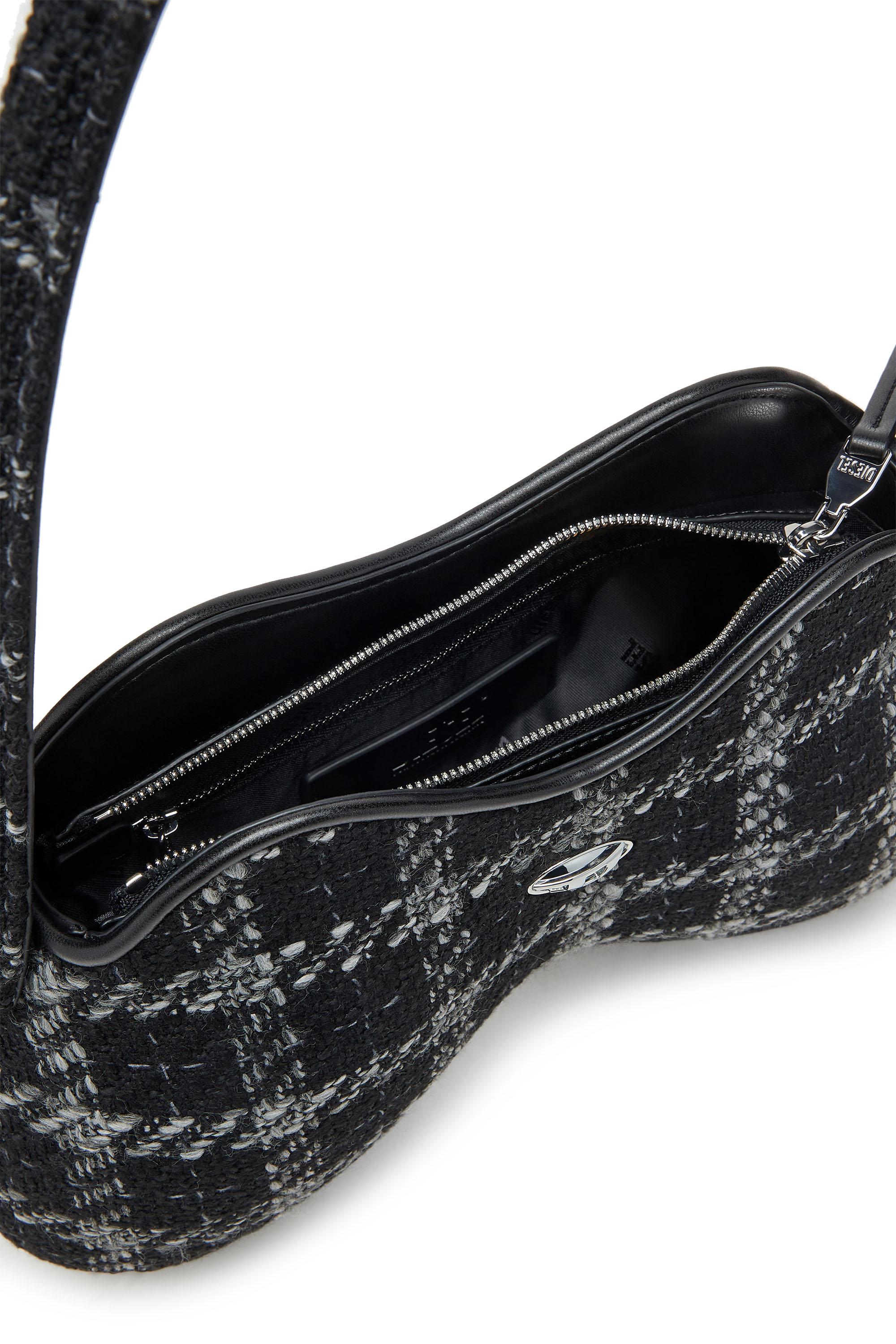 Diesel - DOUBLE-D SHOULDER, Bolso de hombro con motivo de pata de gallo Mujer in Negro - 4