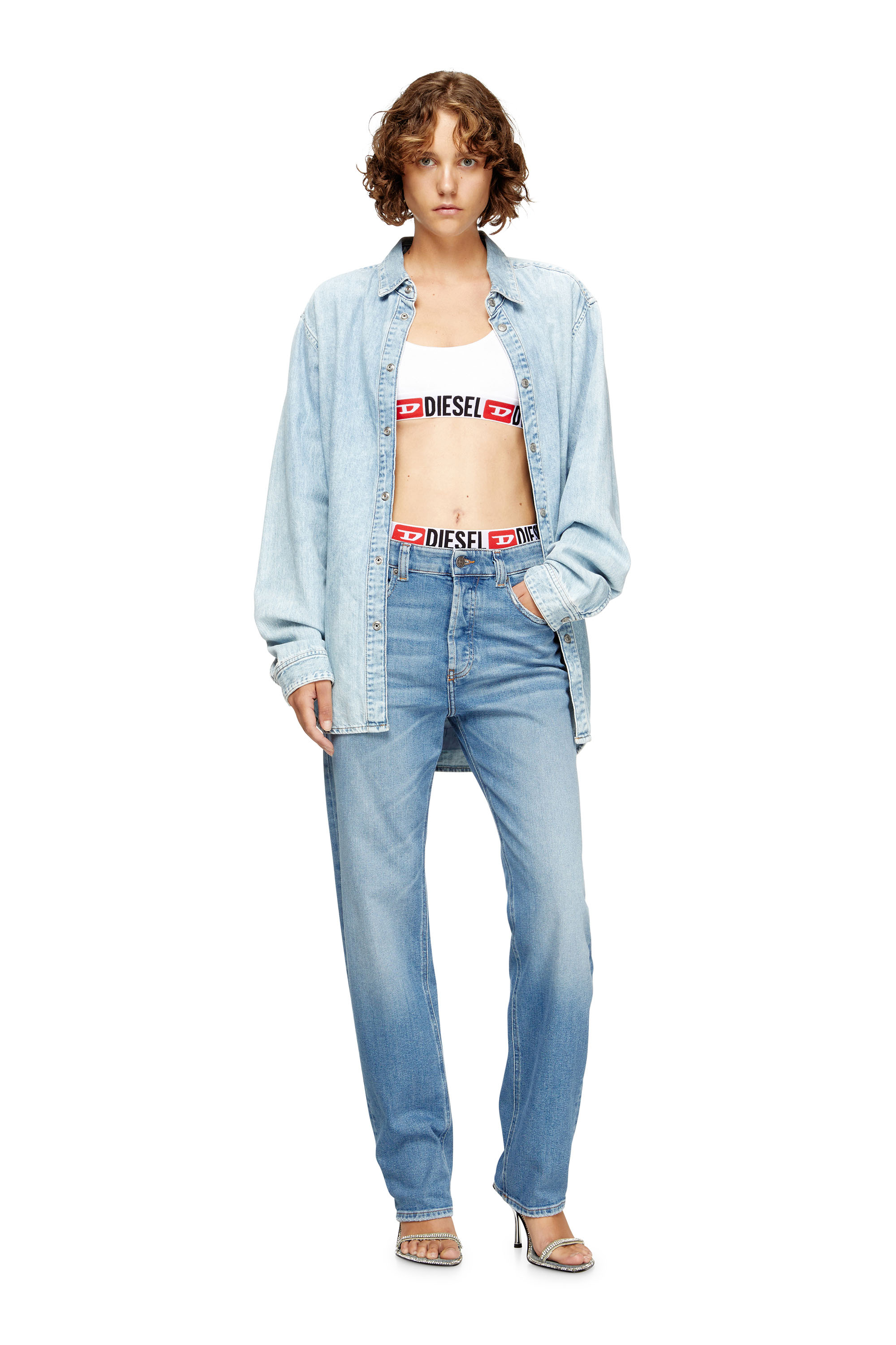 Diesel - UFSB-ORIBA, Bralette con banda con logotipo Mujer in Blanco - 4
