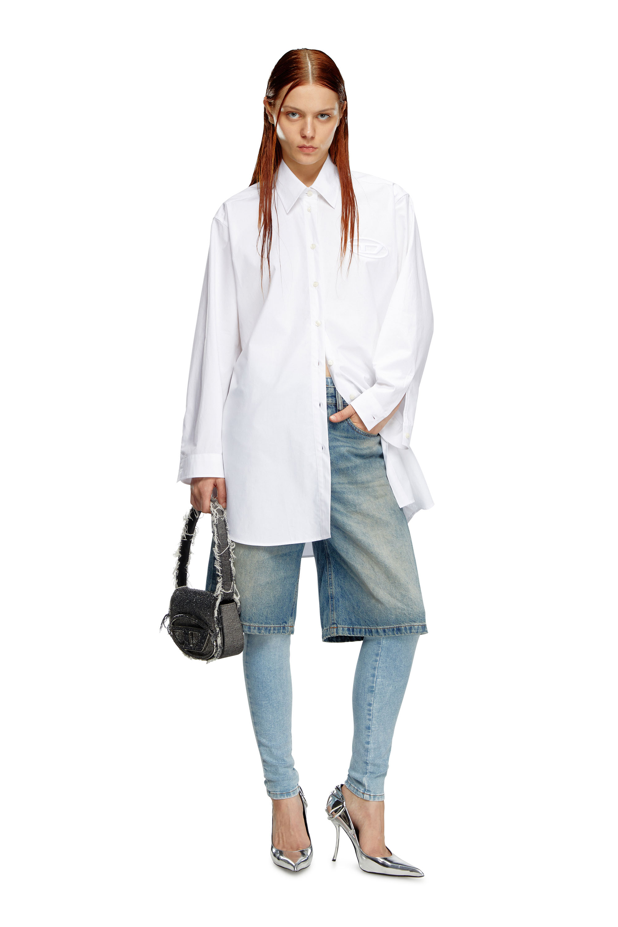 Diesel - 1DR, 1DR-Bolso de hombro ic&oacute;nico de denim con cristales Mujer in Negro - 1