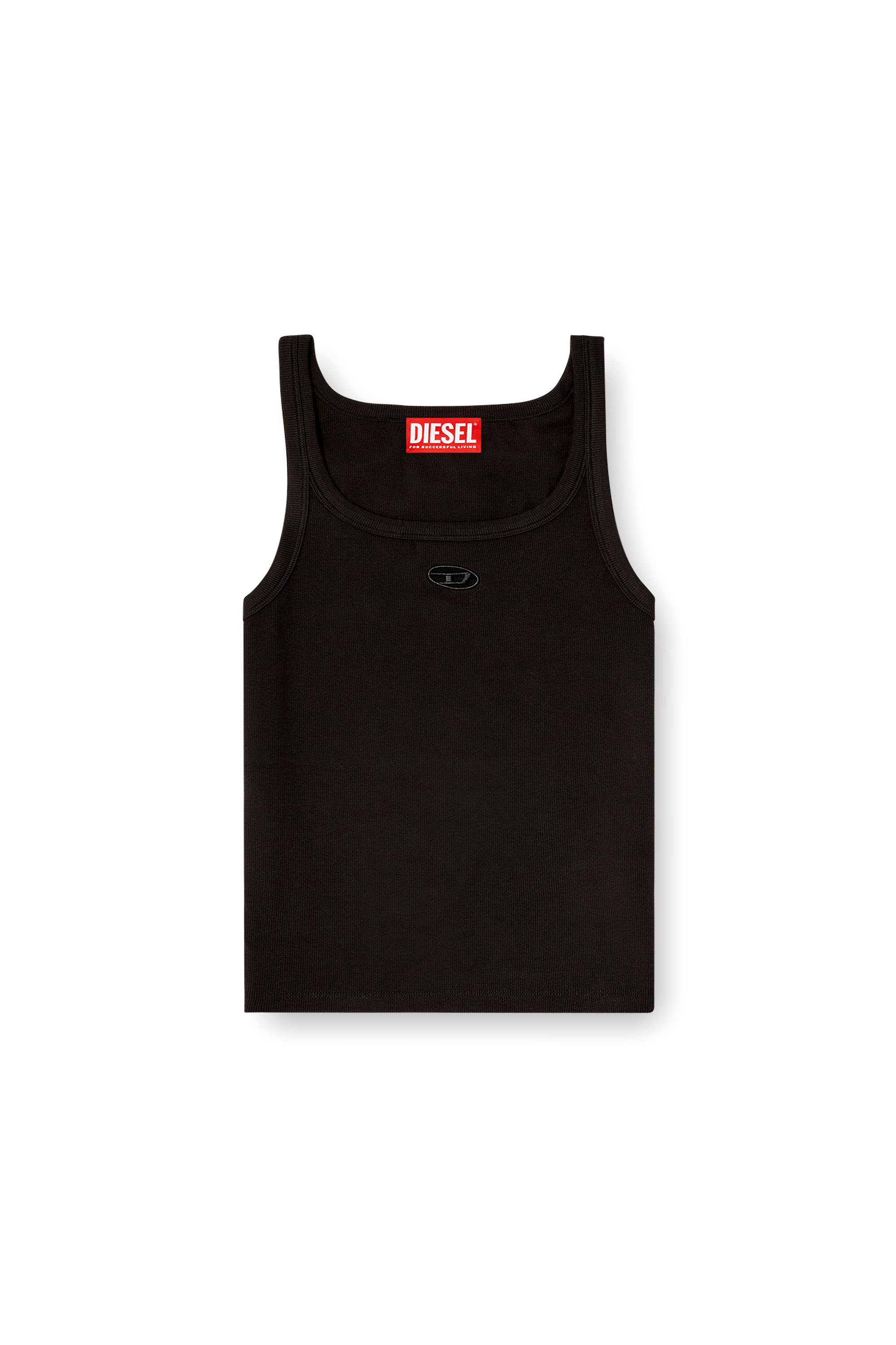 Diesel - T-WIFE-OD, Camiseta de tirantes ajustada con ovalado D cortado a l&aacute;ser Mujer in Negro - 3