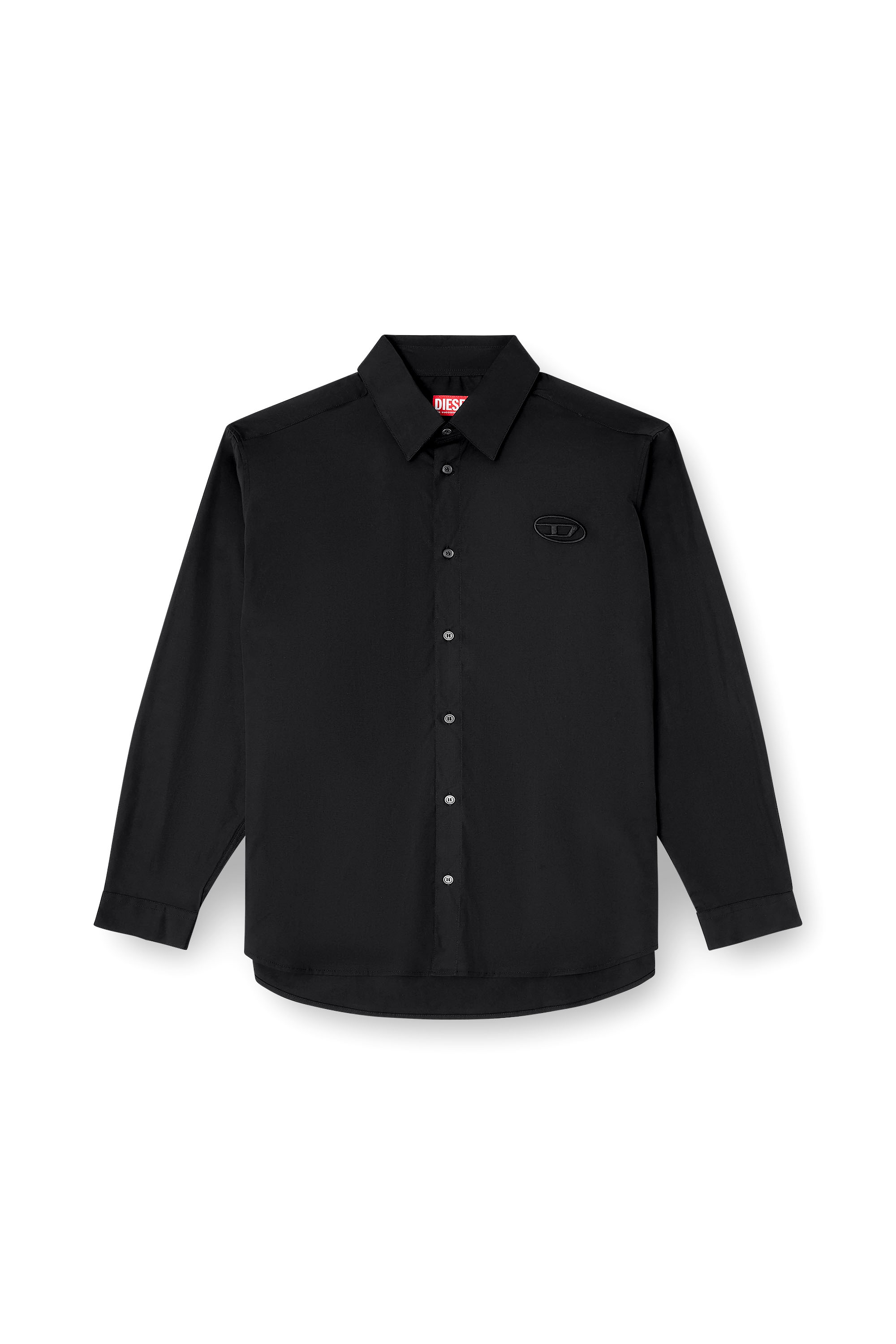 Diesel - S-SIMPLY-GSBH, Camisa de popelina el&aacute;stica con bordado Hombre in Negro - 3