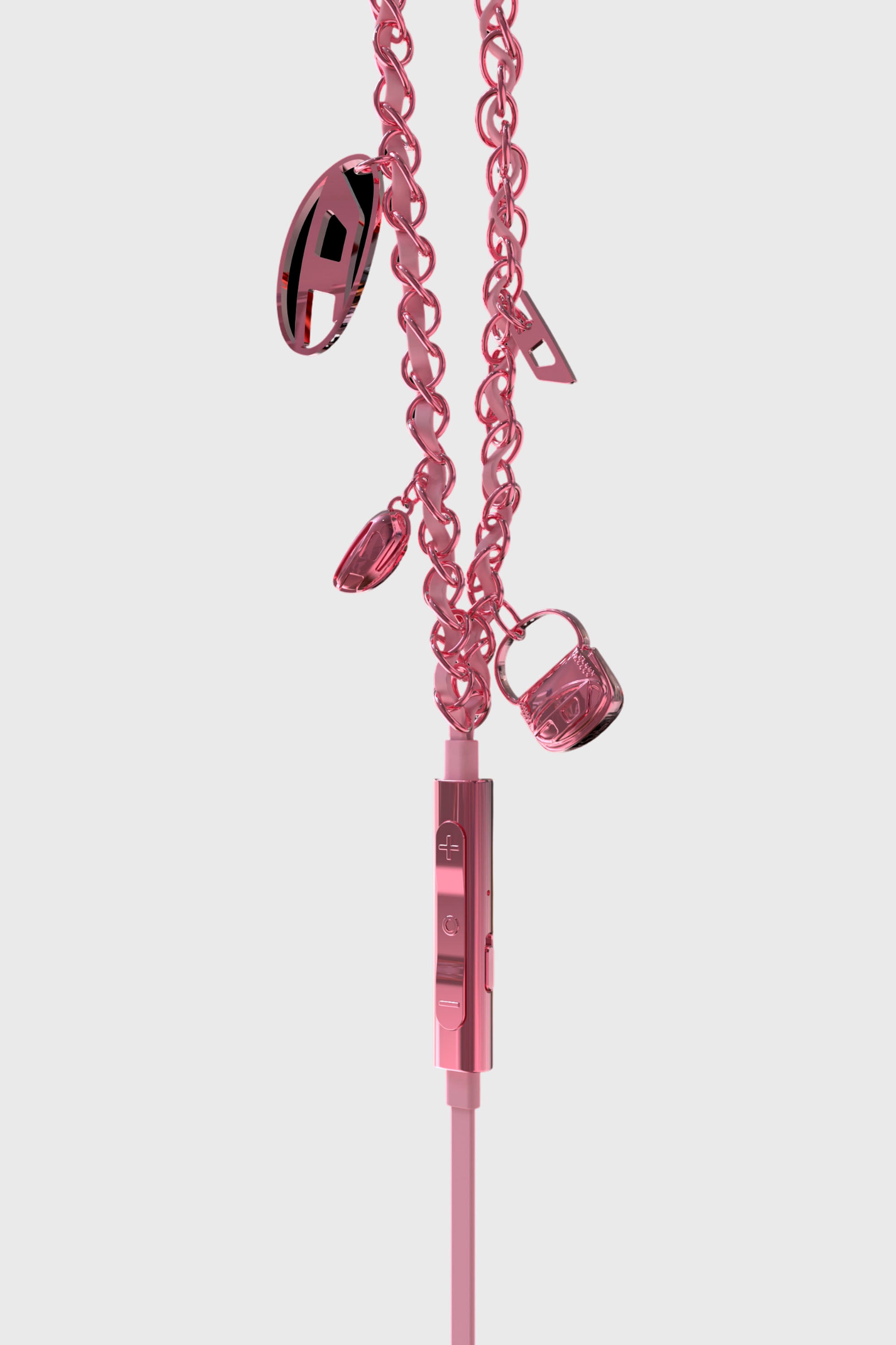 Diesel - 60688 WIRED EARBUDS WIRED EARBUDS, Auriculares rosa con cable y charms Unisex in Rosa - 2
