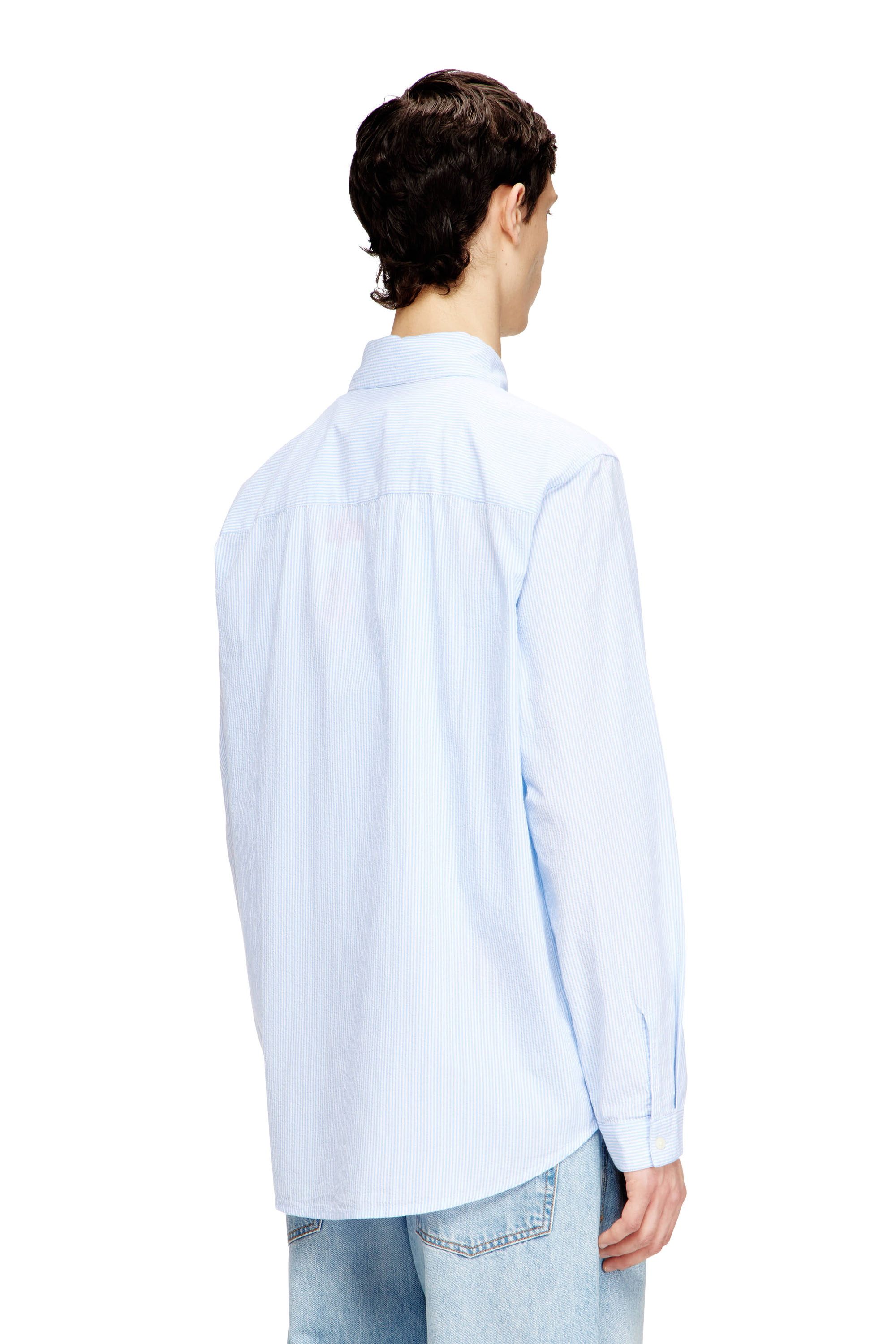 Diesel - S-SIMPLY-BKBZ, Camisa a rayas en algod&oacute;n arrugado Hombre in Multicolor - 4