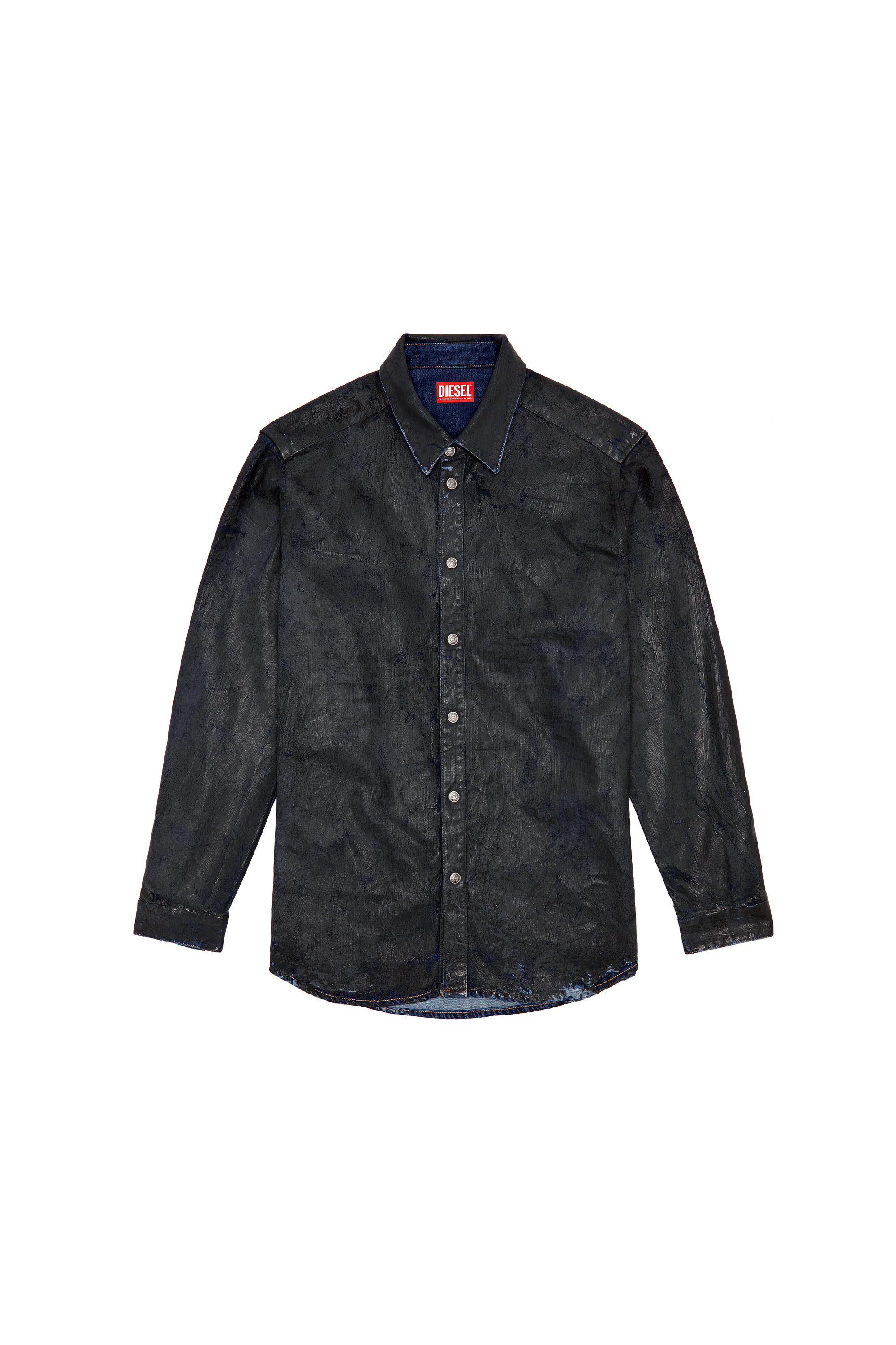Diesel - D-SIMPLY-FSE, Camisa de denim con recubrimiento craquelado Hombre in Negro - 2