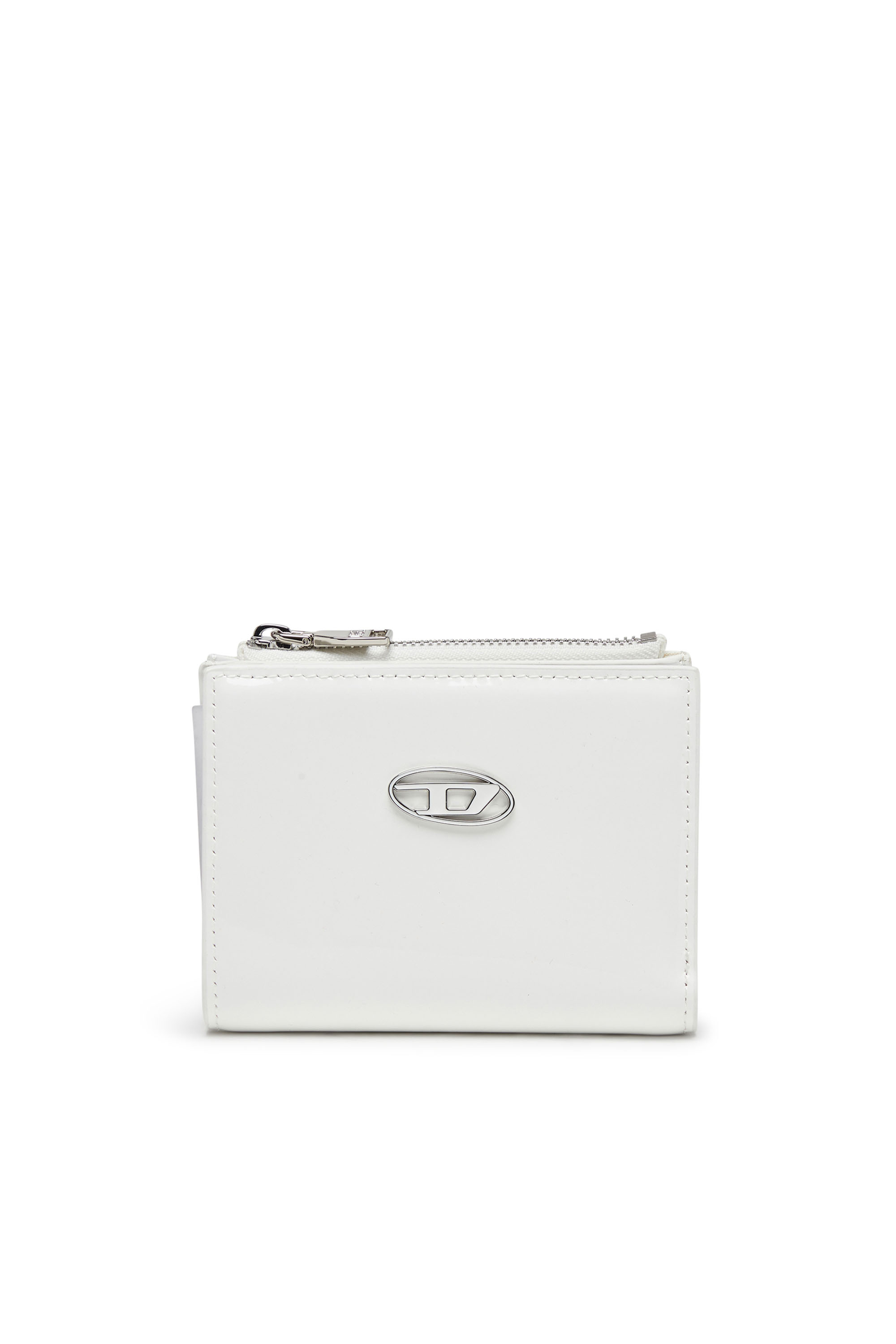 Diesel - PLAY BI-FOLD ZIP II, Cartera pequeña de cuero brillante Mujer in Blanco - 1