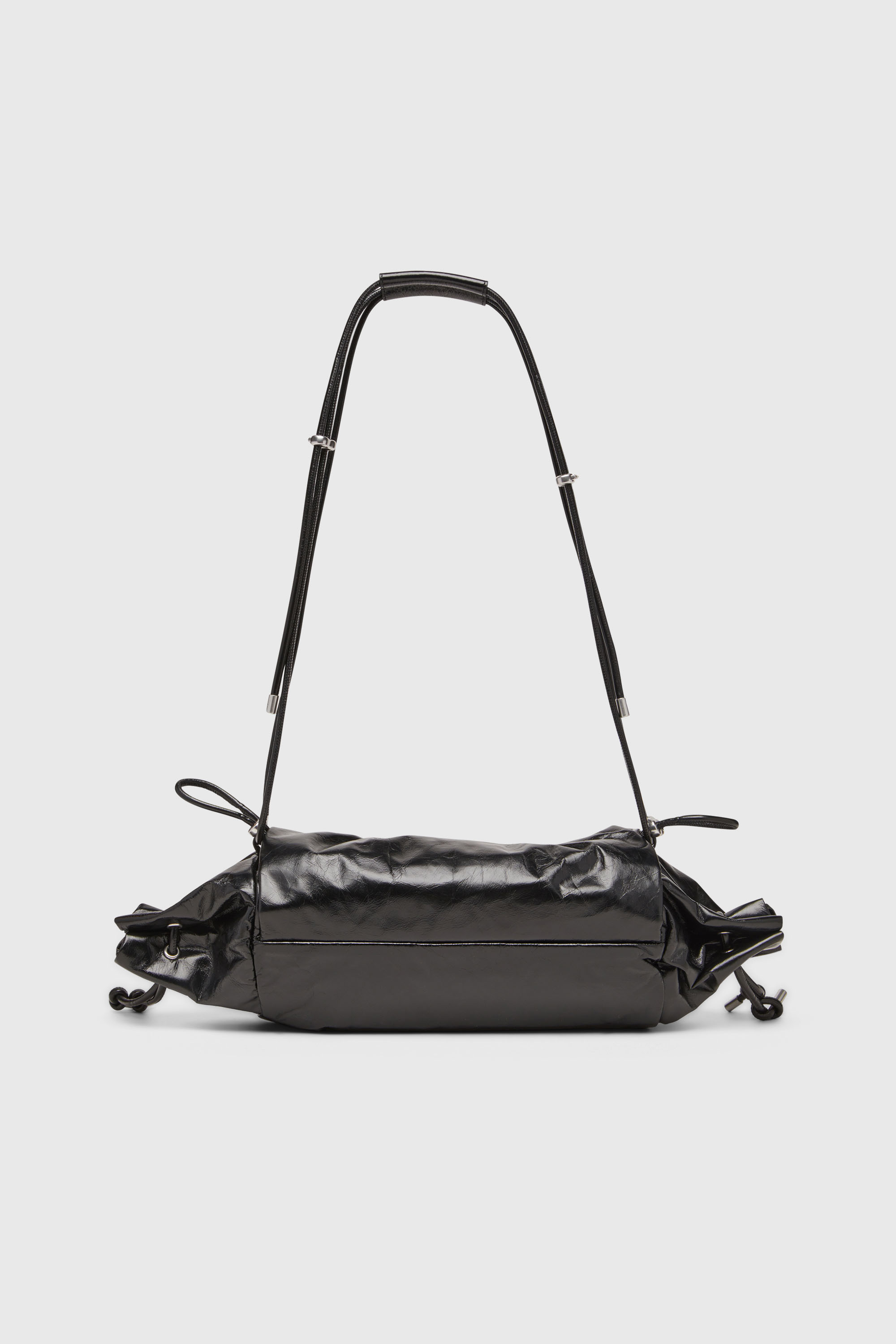Diesel - SCRUNCH-D SHOULDER M, Scrunch-D-Bolso de hombro en cuero arrugado brillante Mujer in Negro - 2