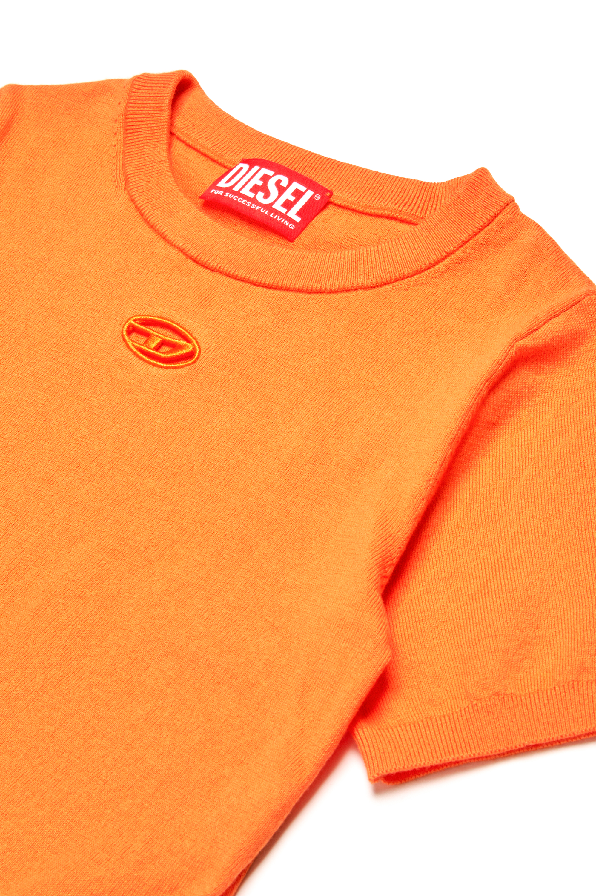 Diesel - KMARGA, Camiseta de punto con logotipo Oval D recortado Mujer in Naranja - 3