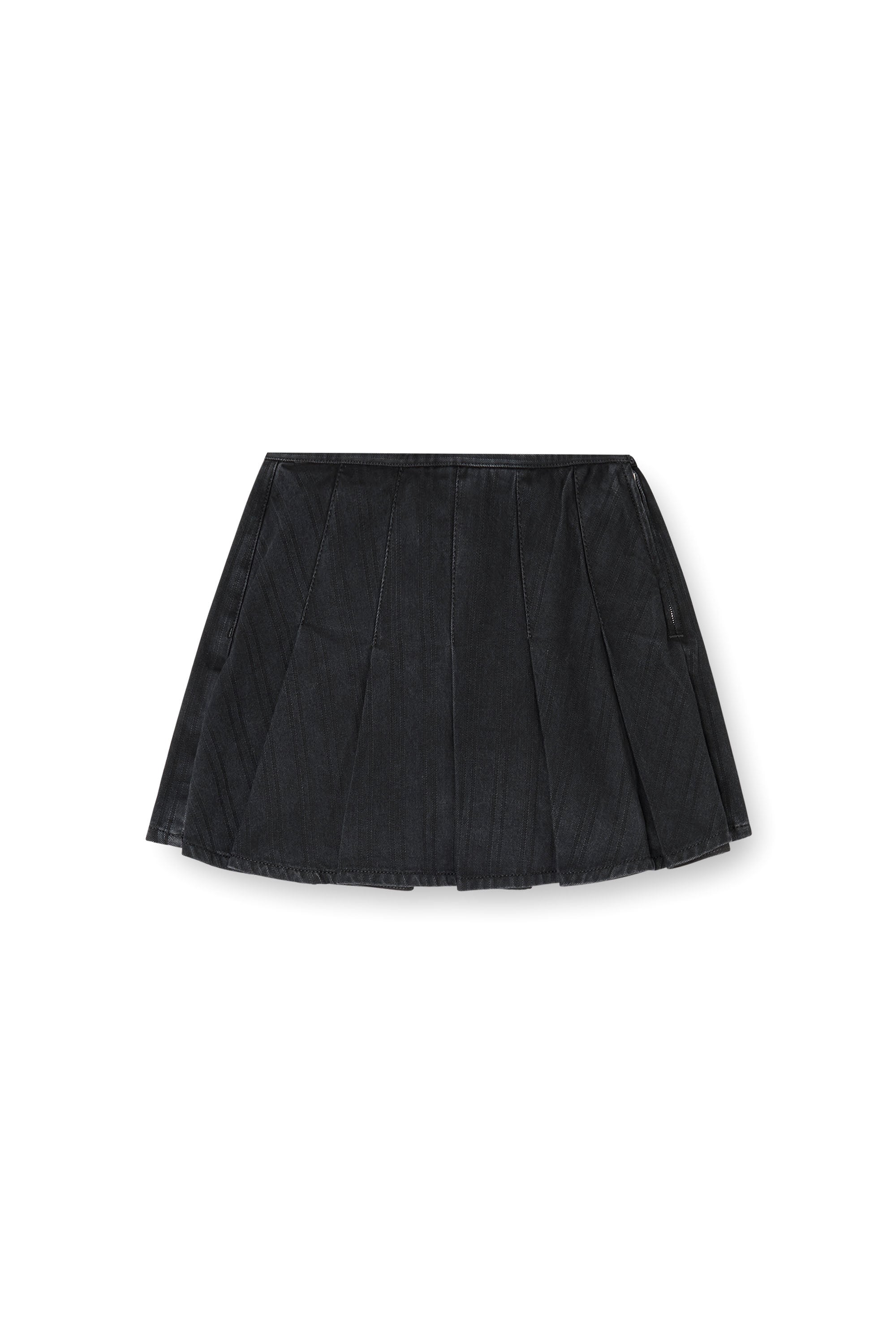 Diesel - DE-SHERO, Falda-pantal&oacute;n plisada de denim a rayas finas Mujer in Negro - 4