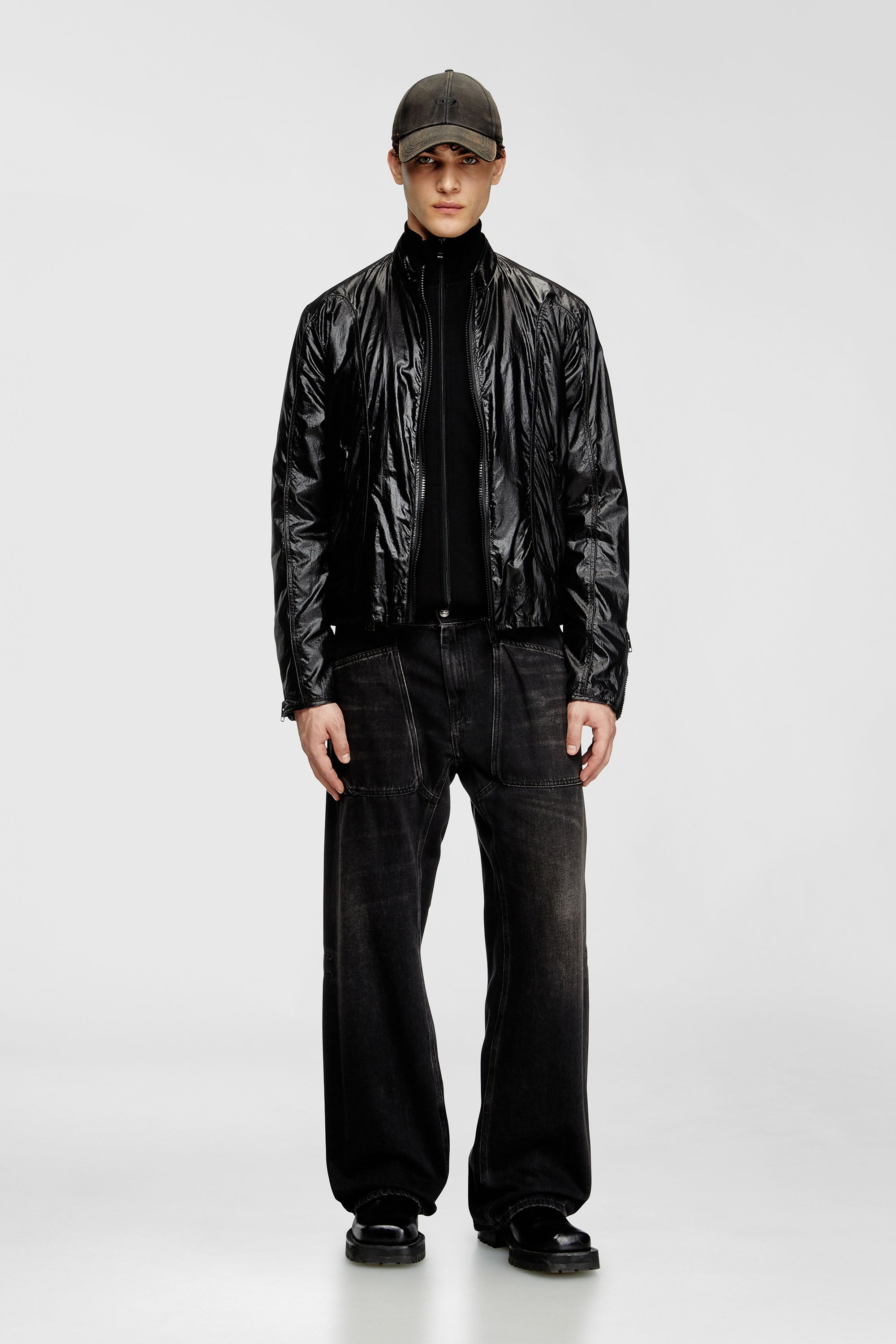 Diesel - J-CLAYS, Chaqueta biker de ripstop brillante Hombre in Negro - 2