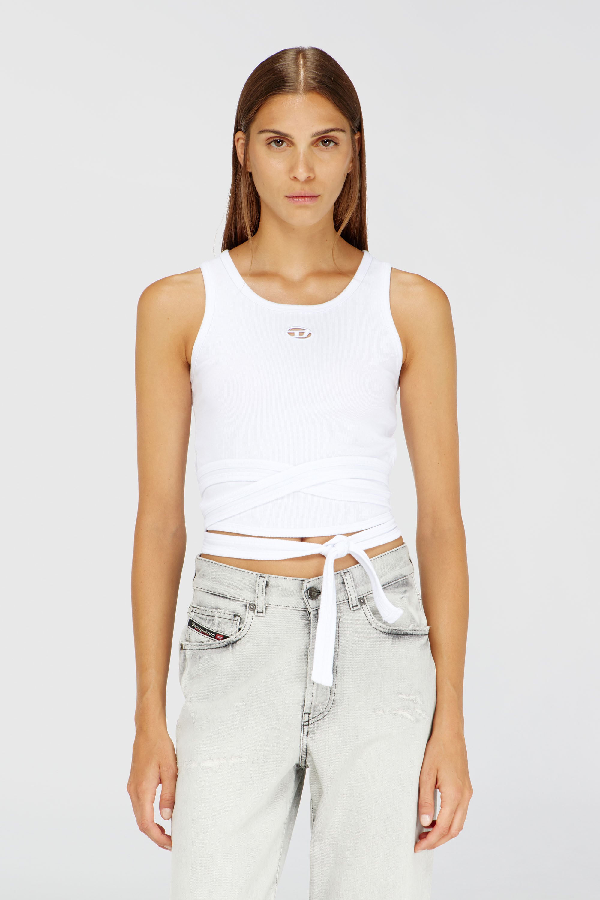 Diesel - T-ANKY-TAIL-S1, Crop top con cordones envolventes Mujer in Blanco - 1