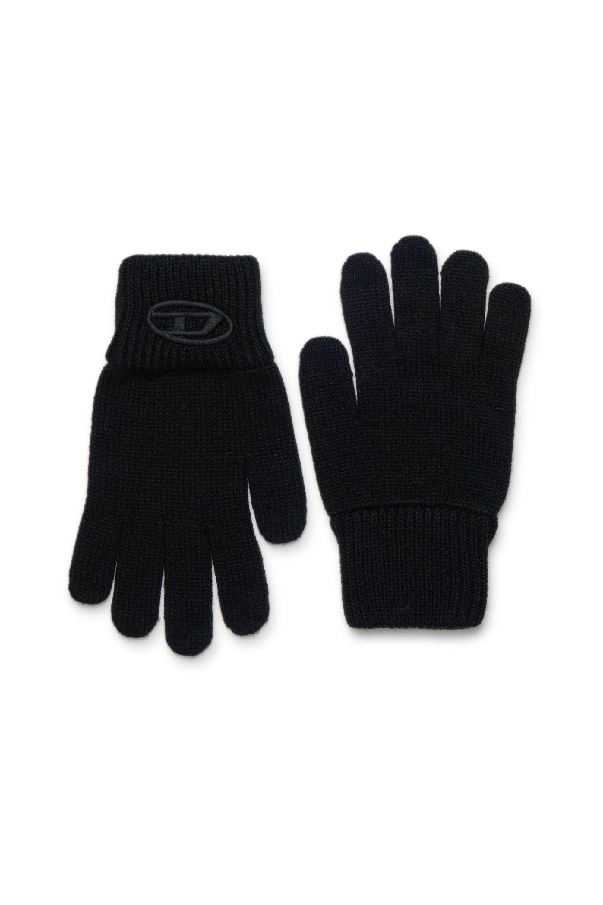 Diesel - NUTTI, Guantes de lana con logo Oval D Unisex in Negro - 1