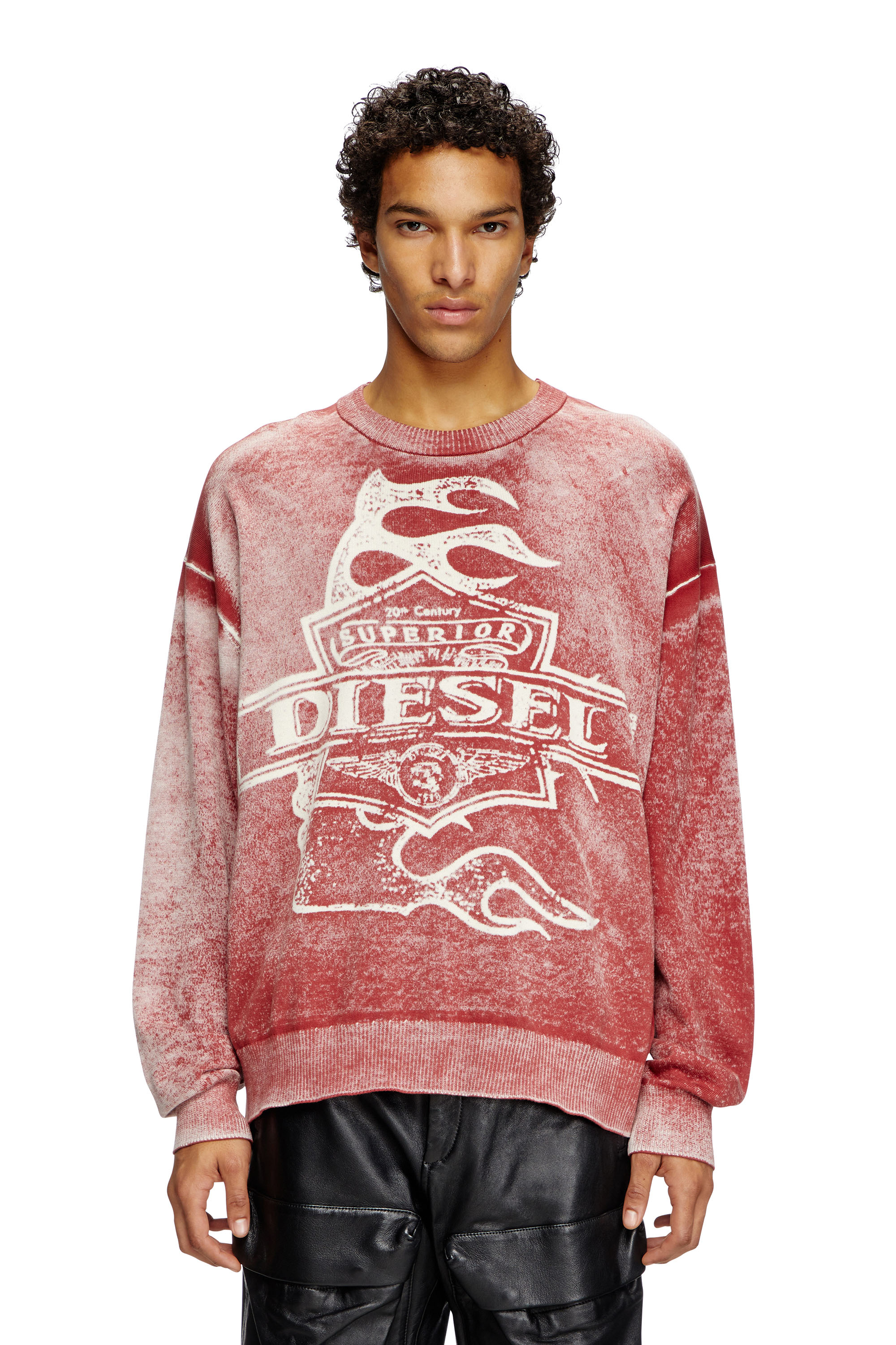 Diesel - K-BELEZ, Jersey con logotipo con estampado invertido Hombre in Rojo - 1