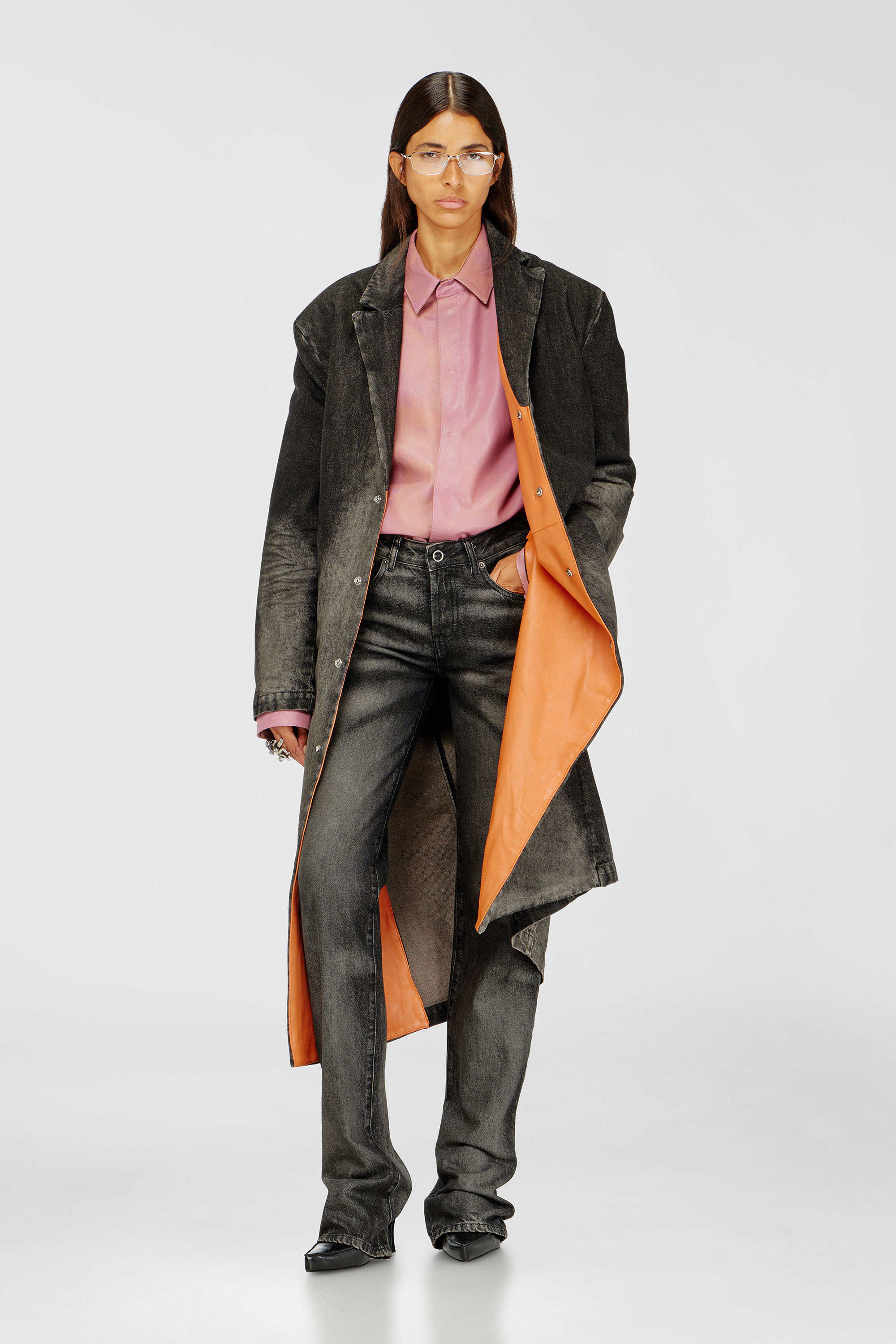 Diesel - D-IANCH-FSJ, Abrigo largo de denim con efecto desgastado Unisex in Negro - 6