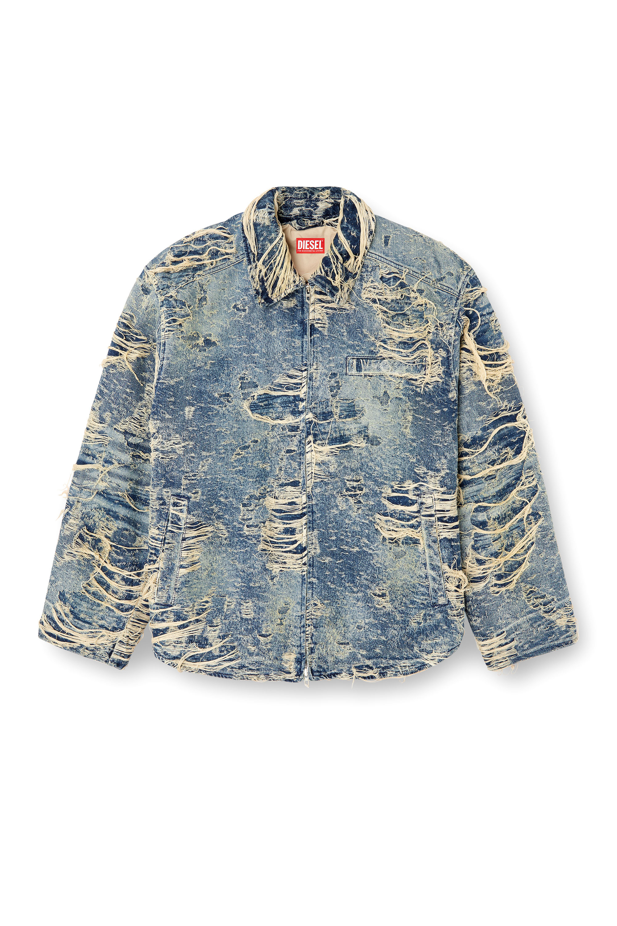 Diesel - D-IVAR-FSG1, Chaqueta de denim con hilos flotantes Hombre in Azul marino - 3