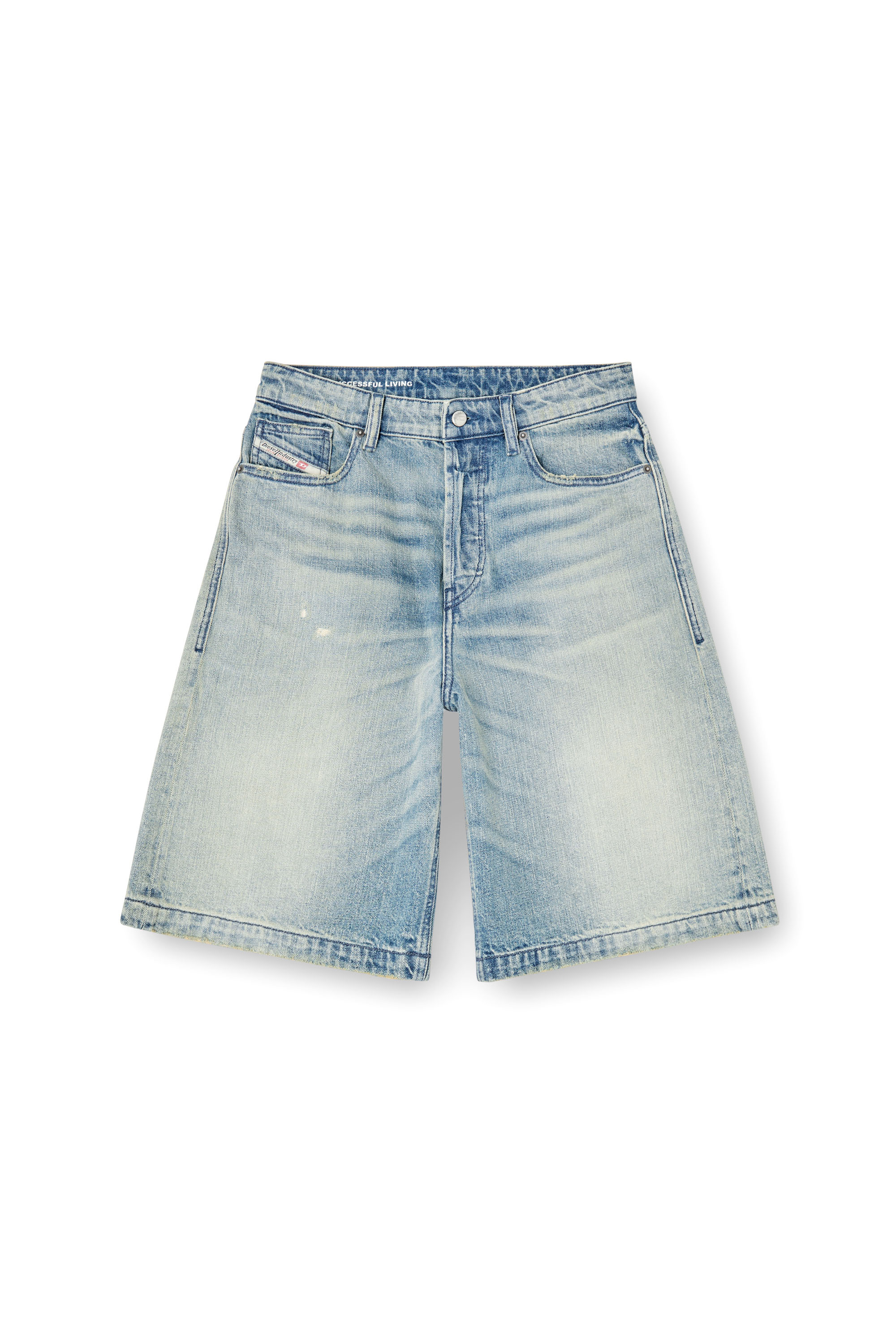 Diesel - DE-SIRE-SHORT, Pantalones cortos en denim de efecto desgastado Mujer in Azul marino - 3