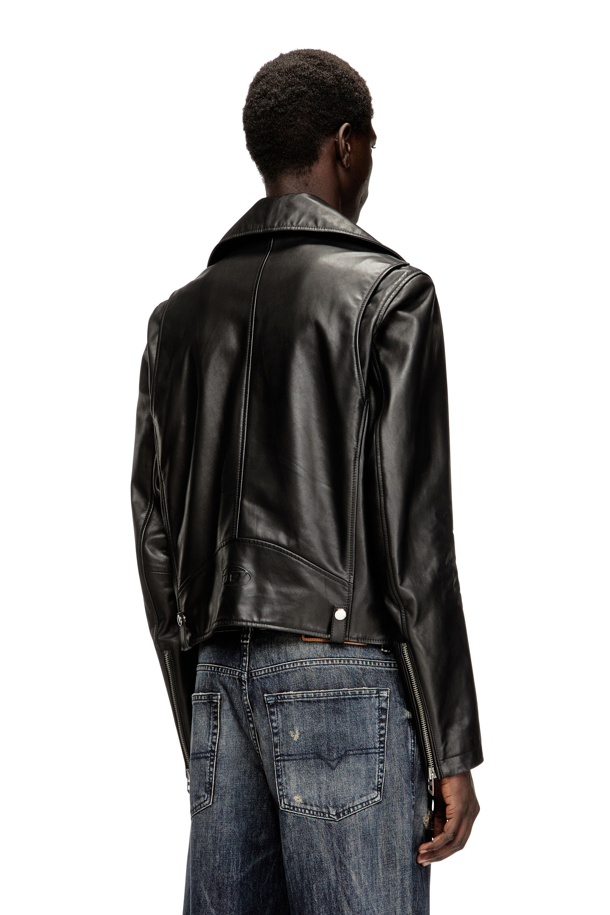 Diesel - L-EO-WRD, Man's Biker jacket in waxed leather in Black - 4