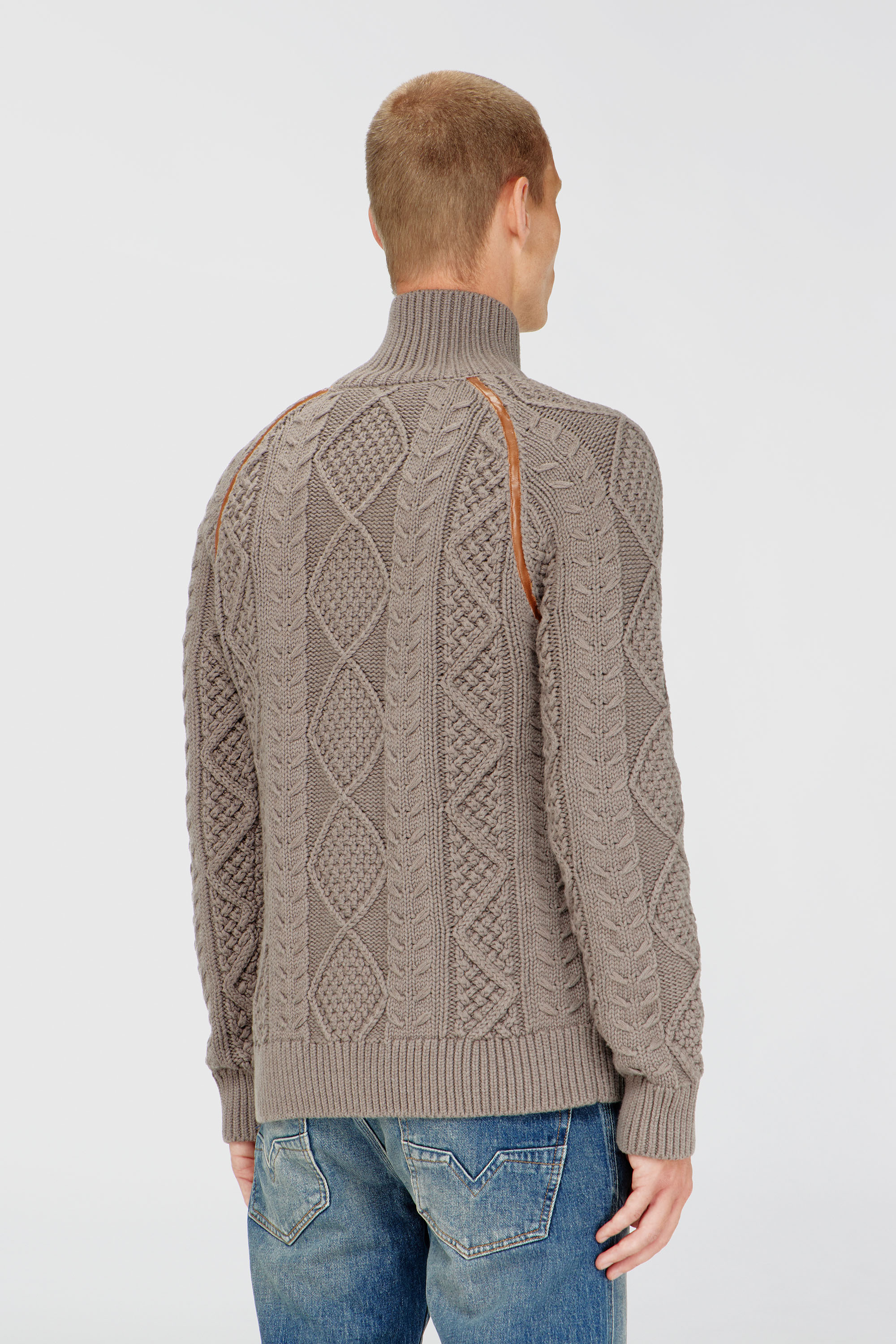 Diesel - K-INOKI, C&aacute;rdigan de punto trenzado con cremallera Hombre in Gris - 4