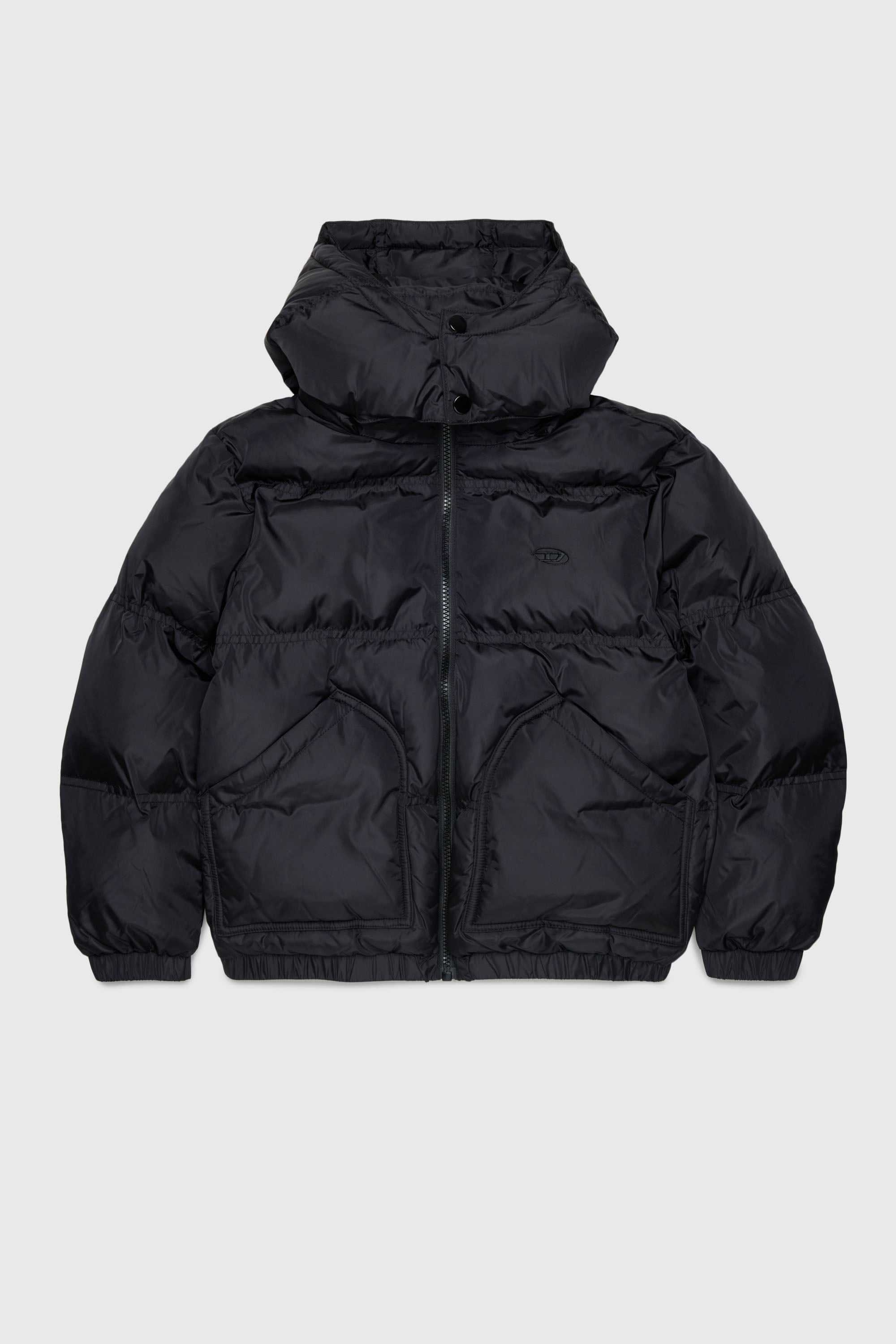 Diesel - JRIVON, Chaqueta acolchada con capucha y bolsillos oversize Unisex in Negro - 1