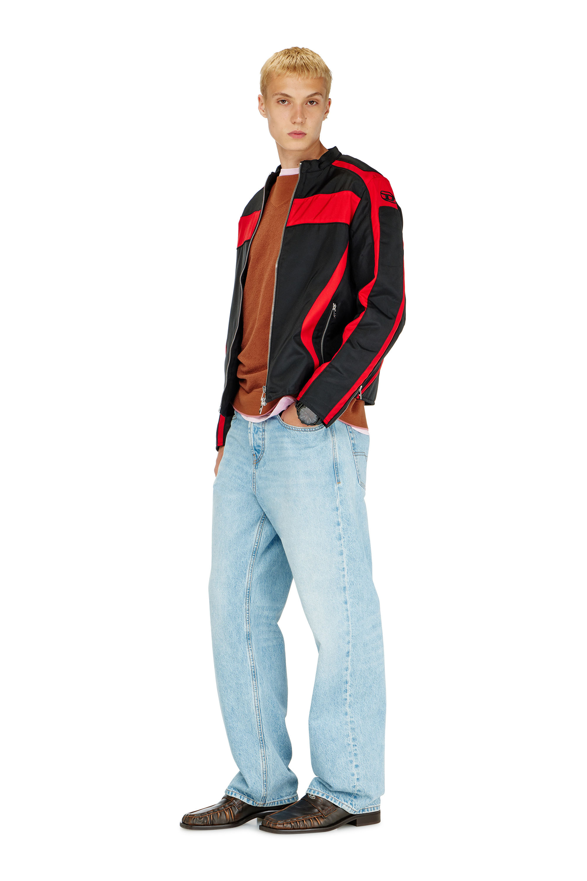Diesel - J-ADAM-PDAI, Chaqueta biker en lona de bloques de color Hombre in Multicolor - 2