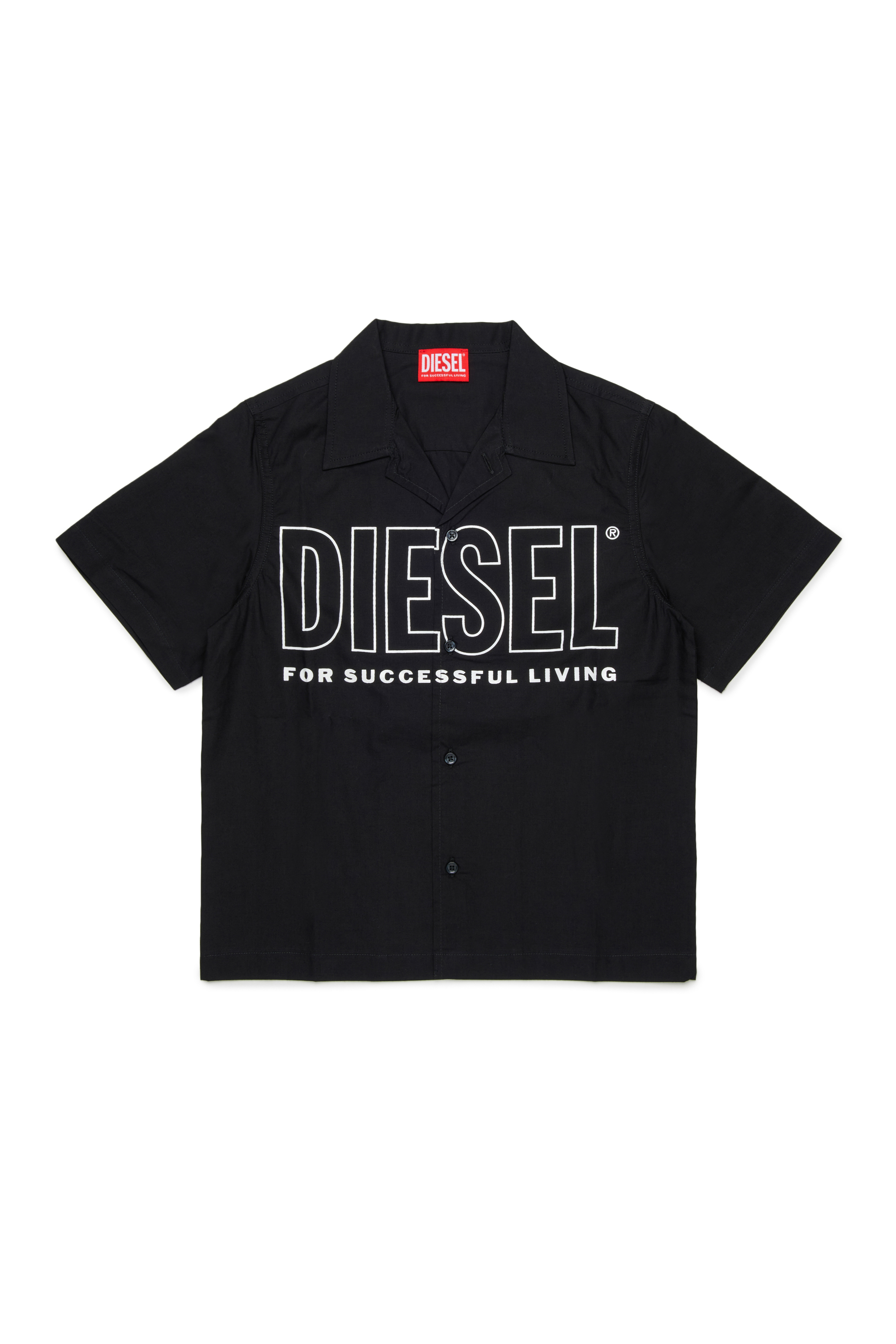 Diesel - MCDRID, Camisa de algod&oacute;n con mangas cortas Hombre in Negro - 1