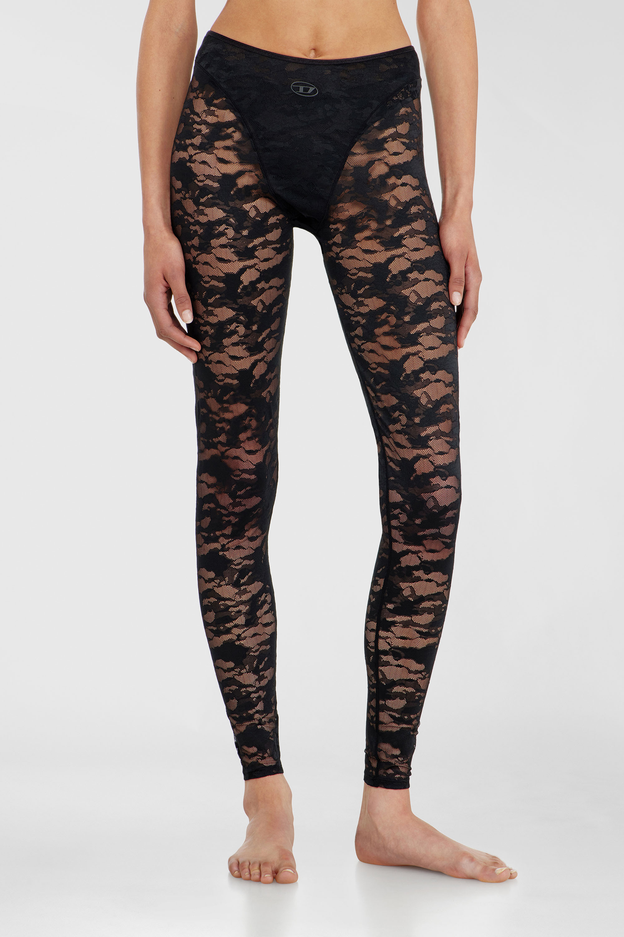 Diesel - HAYLEY-UTLT, Leggings de encaje de nailon camouflage Mujer in Negro - 1
